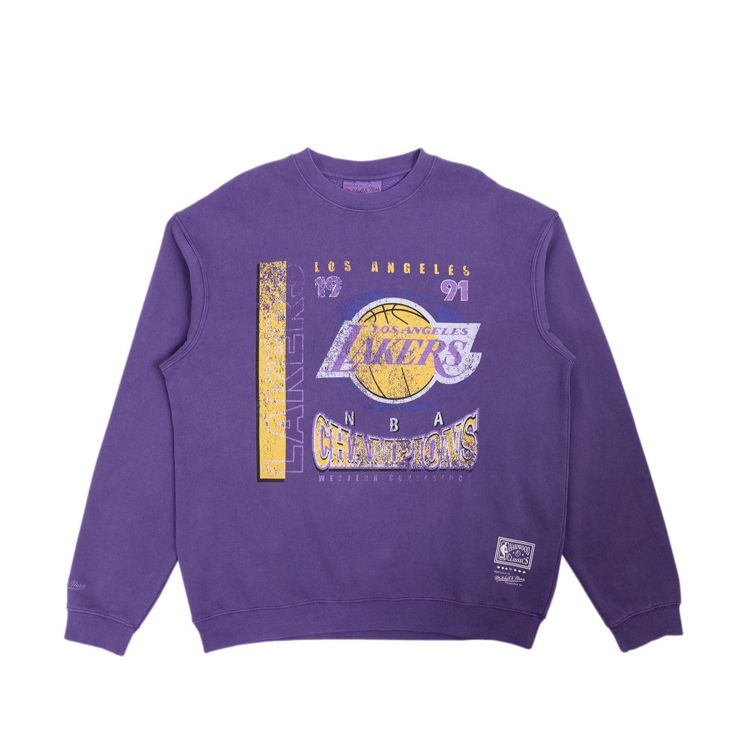 Mitchell And Ness Jumpers Los Angeles Lakers Mitchell & Ness NBA Road To Victory Vintage Crew Jumper - Faded Purple