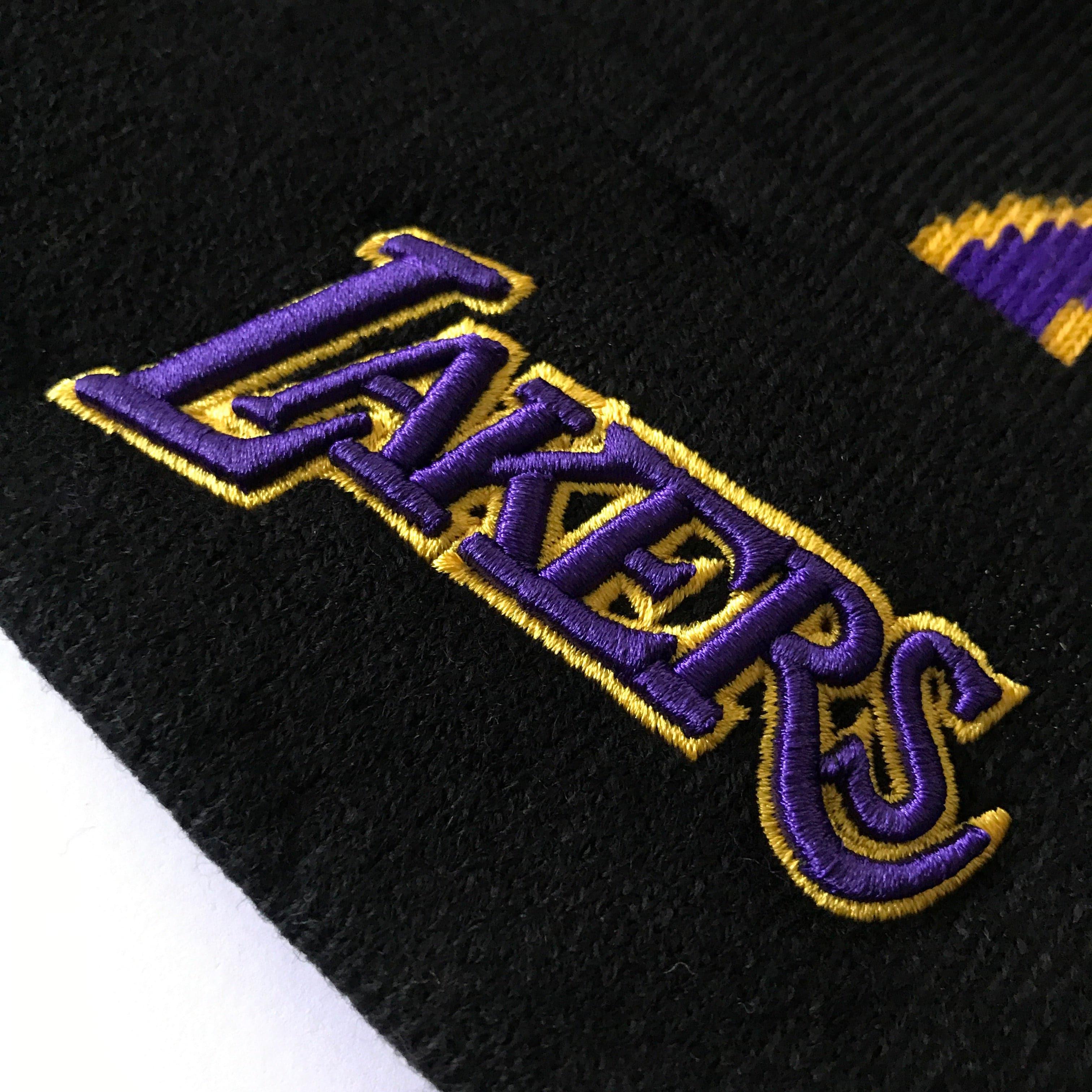 Mitchell And Ness Beanies Los Angeles Lakers Mitchell & Ness NBA Script Burst Pom Knit Beanie - Black