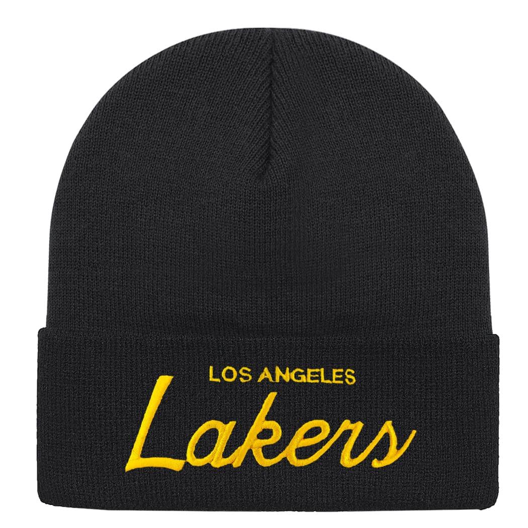 Mitchell And Ness Beanies Los Angeles Lakers Mitchell & Ness NBA Script Cuff Knit Beanie - Black