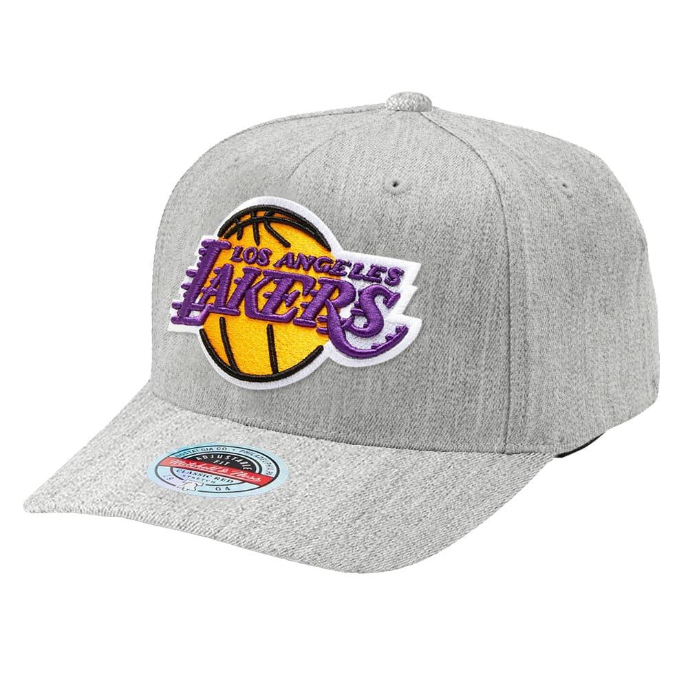 Mitchell And Ness Caps Los Angeles Lakers Mitchell & Ness NBA Team Curve Snapback Hat - Heather Grey