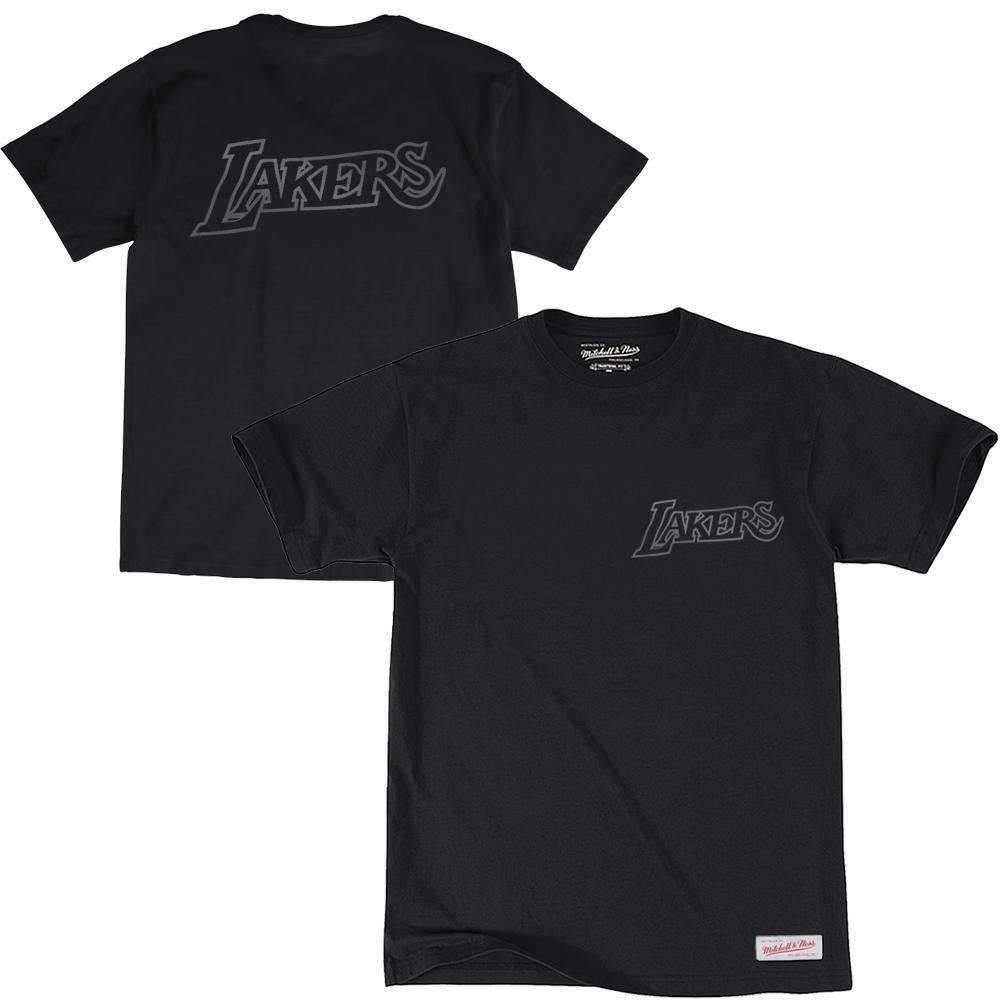 Mitchell And Ness T-Shirts Los Angeles Lakers Mitchell & Ness NBA Tonal Wordmark Logo T-Shirt - Black
