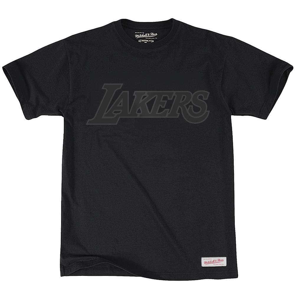 Mitchell And Ness T-Shirts Los Angeles Lakers Mitchell & Ness NBA Tonal Wordmark T-Shirt - Black
