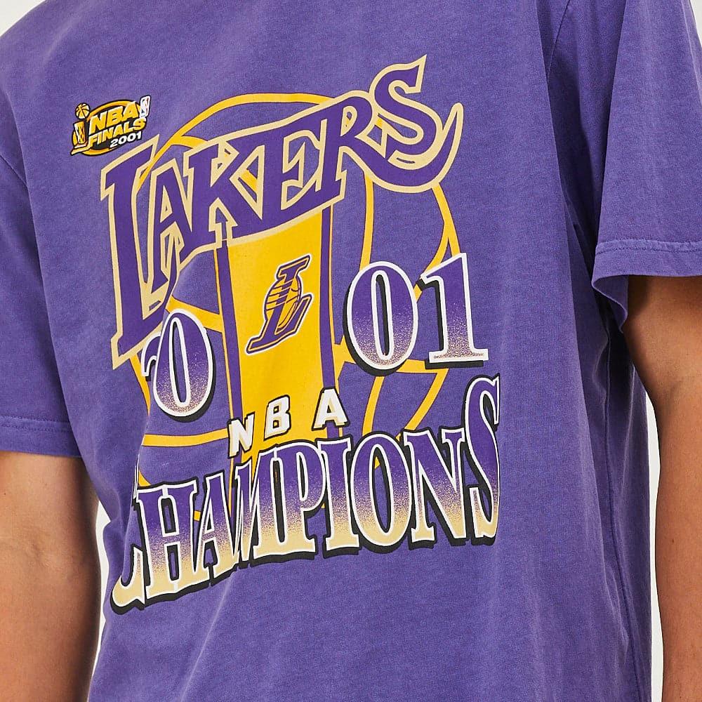 Mitchell And Ness T-Shirts Los Angeles Lakers Mitchell & Ness NBA Vintage 2001 Champs T-Shirt - Faded Purple