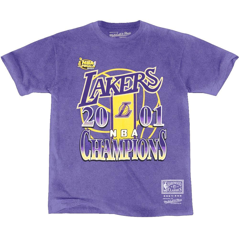Mitchell And Ness T-Shirts Los Angeles Lakers Mitchell & Ness NBA Vintage 2001 Champs T-Shirt - Faded Purple