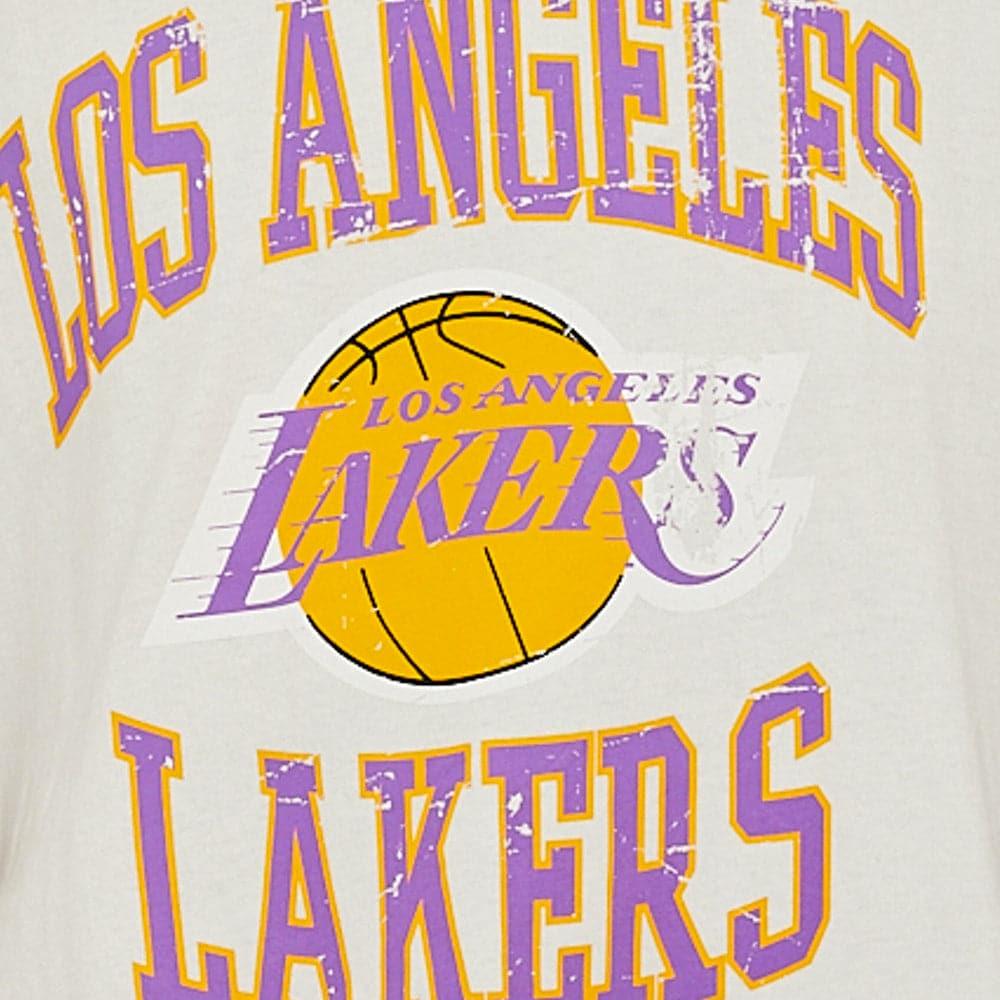 Mitchell And Ness T-Shirts Los Angeles Lakers Mitchell & Ness NBA Vintage Crest Logo Muscle T-Shirt - White