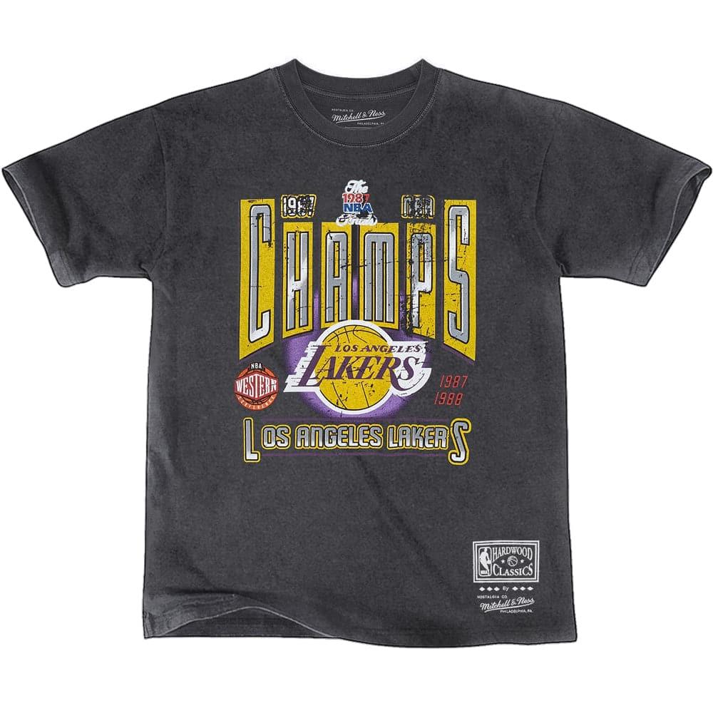 Mitchell And Ness T-Shirts Los Angeles Lakers Mitchell & Ness NBA Winner Takes All Vintage T-Shirt - Faded Black