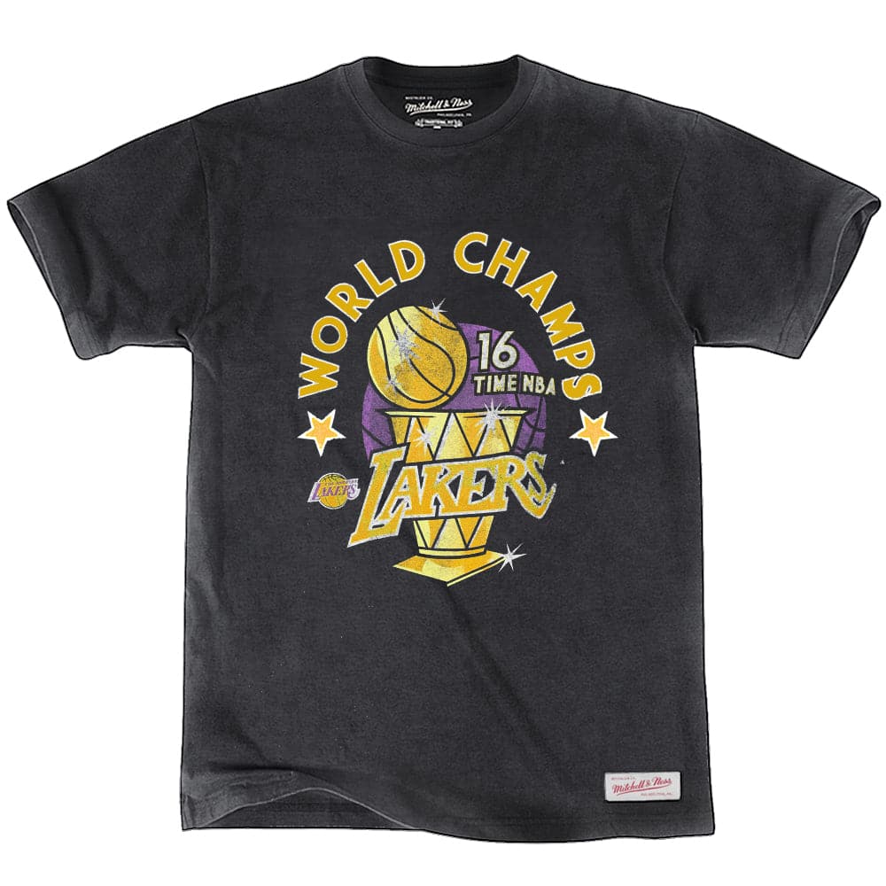 Mitchell And Ness T-Shirts Los Angeles Lakers Mitchell & Ness NBA World Champs Vintage T-Shirt - Black