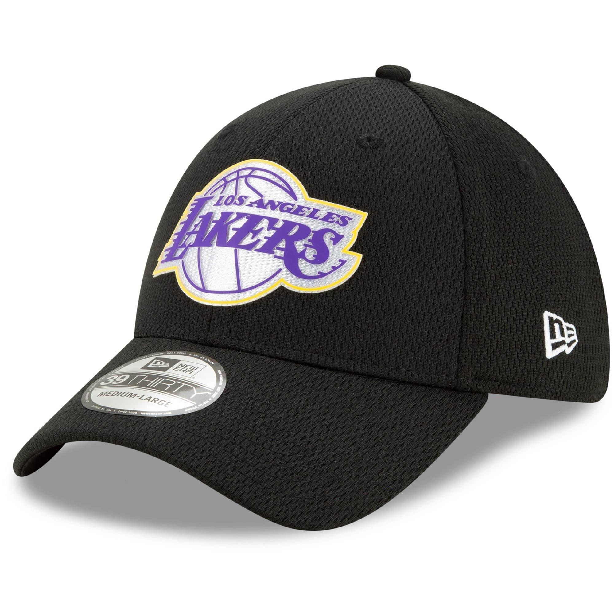 New Era Caps Los Angeles Lakers New Era NBA 2020 Back Half 39THIRTY Flex Fit Curve Hat - Black
