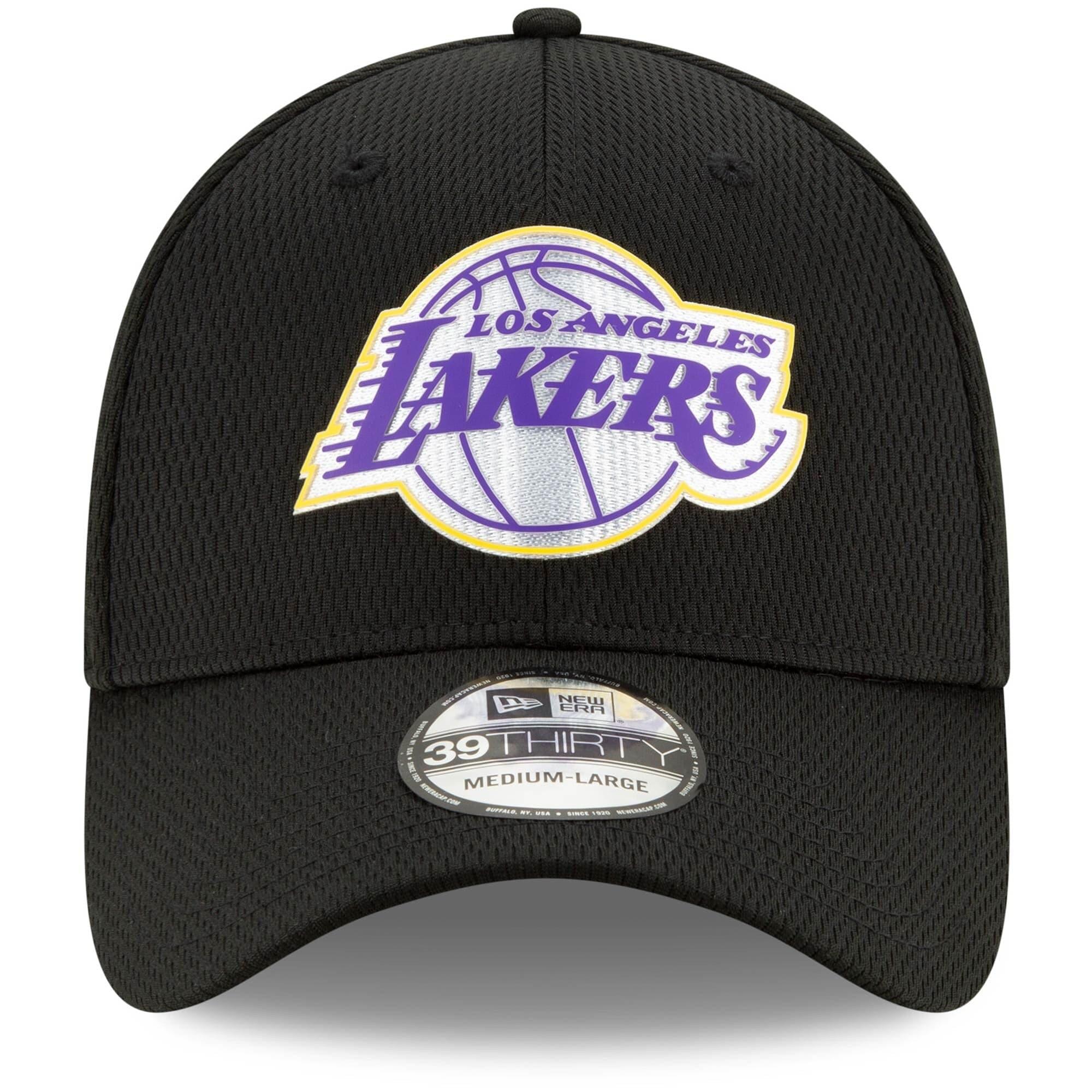 New Era Caps Los Angeles Lakers New Era NBA 2020 Back Half 39THIRTY Flex Fit Curve Hat - Black