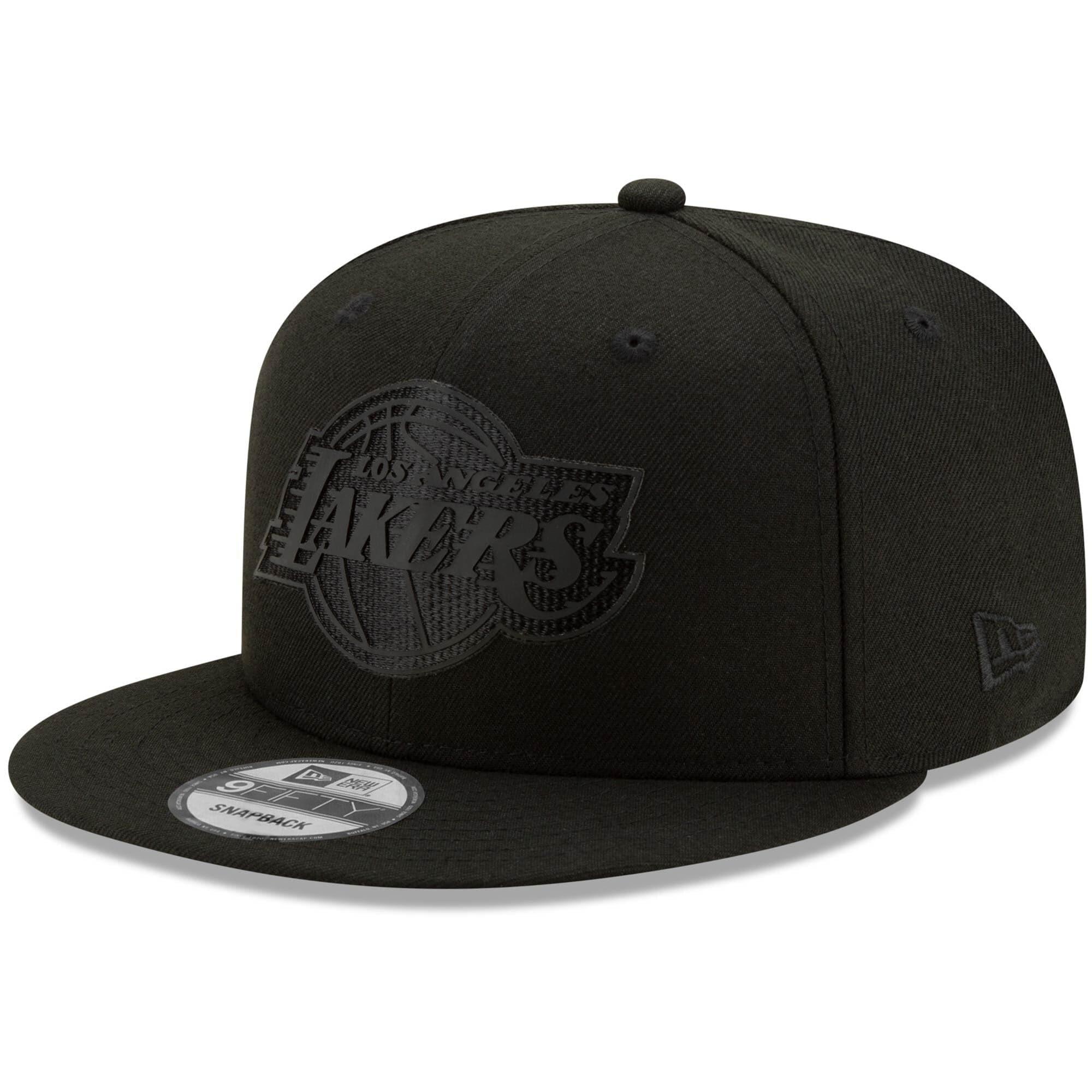 New Era Caps Los Angeles Lakers New Era NBA 2020 Black On Black Back Half 9FIFTY Snapback Hat