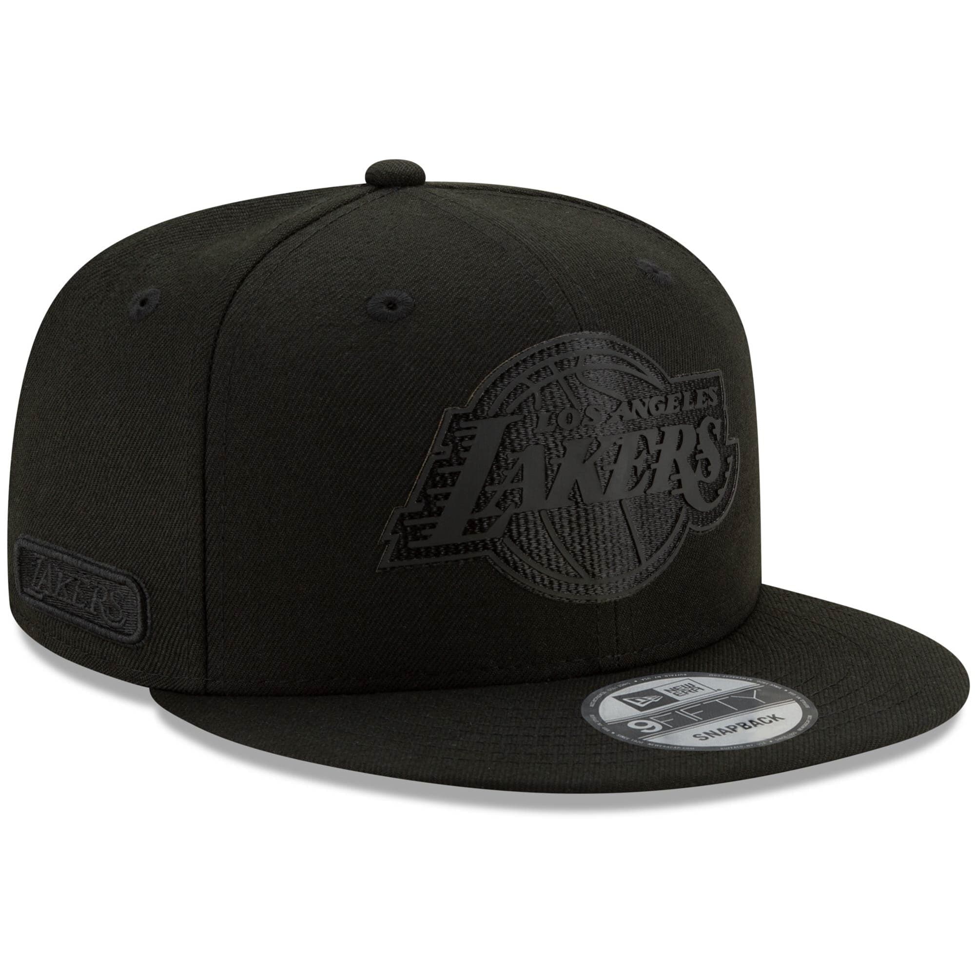 New Era Caps Los Angeles Lakers New Era NBA 2020 Black On Black Back Half 9FIFTY Snapback Hat
