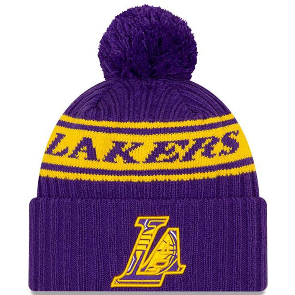 New Era Beanies Los Angeles Lakers New Era NBA 2021 Draft Pom Knit Beanie - Purple