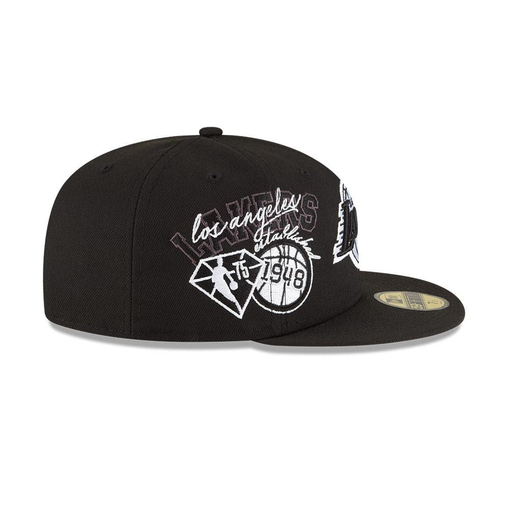 New Era Caps Los Angeles Lakers New Era NBA 21-22 Back Half Monochrome 59FIFTY Fitted Hat - Black