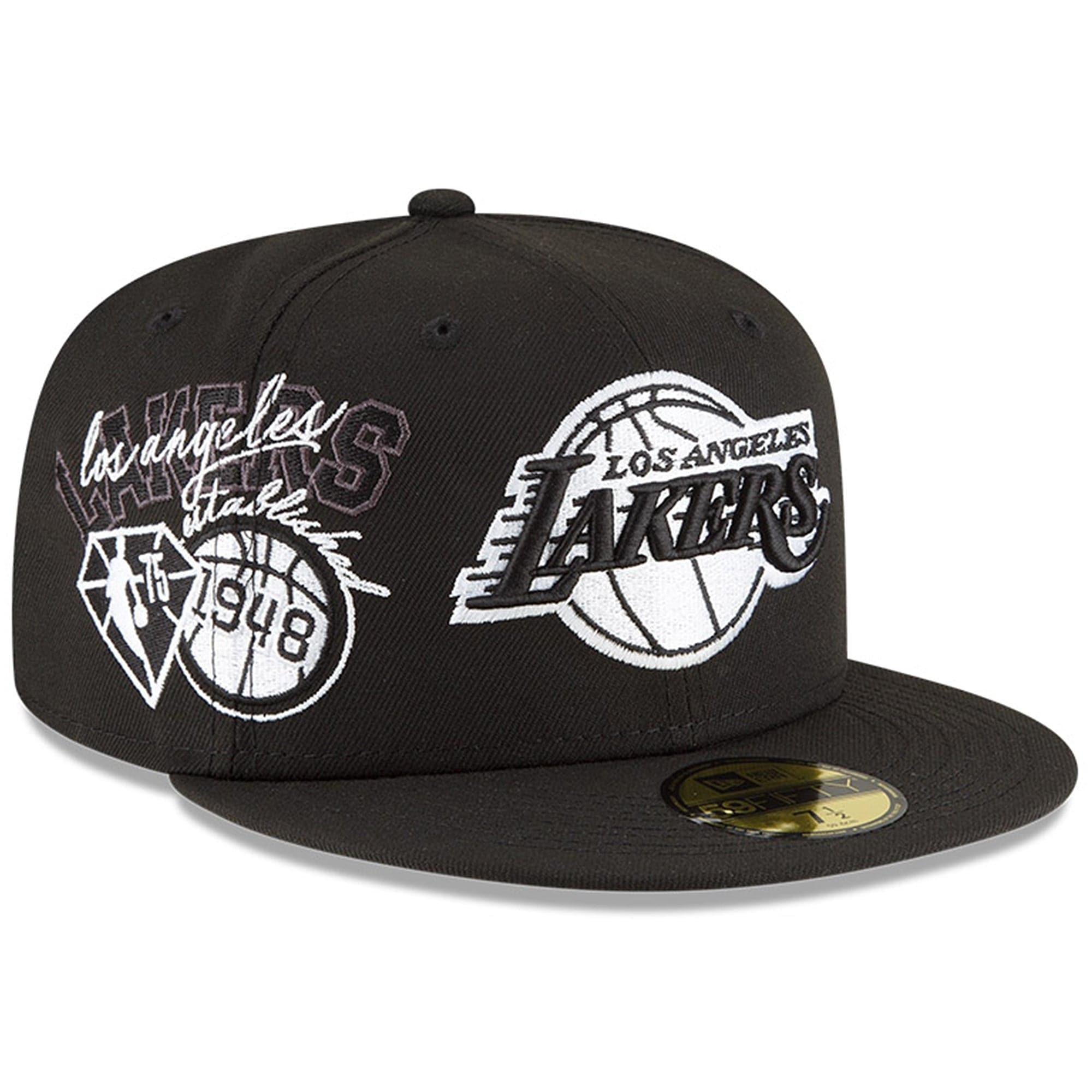 New Era Caps Los Angeles Lakers New Era NBA 21-22 Back Half Monochrome 59FIFTY Fitted Hat - Black