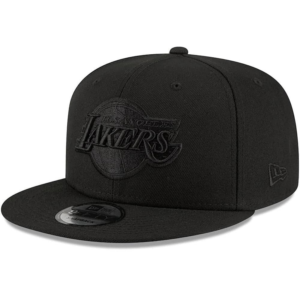 New Era Caps Los Angeles Lakers New Era NBA Black On Black 9FIFTY Snapback Hat