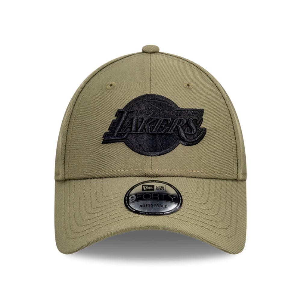 New Era Caps Los Angeles Lakers New Era NBA Black Tonal 9FORTY Snapback Curve Hat - Olive