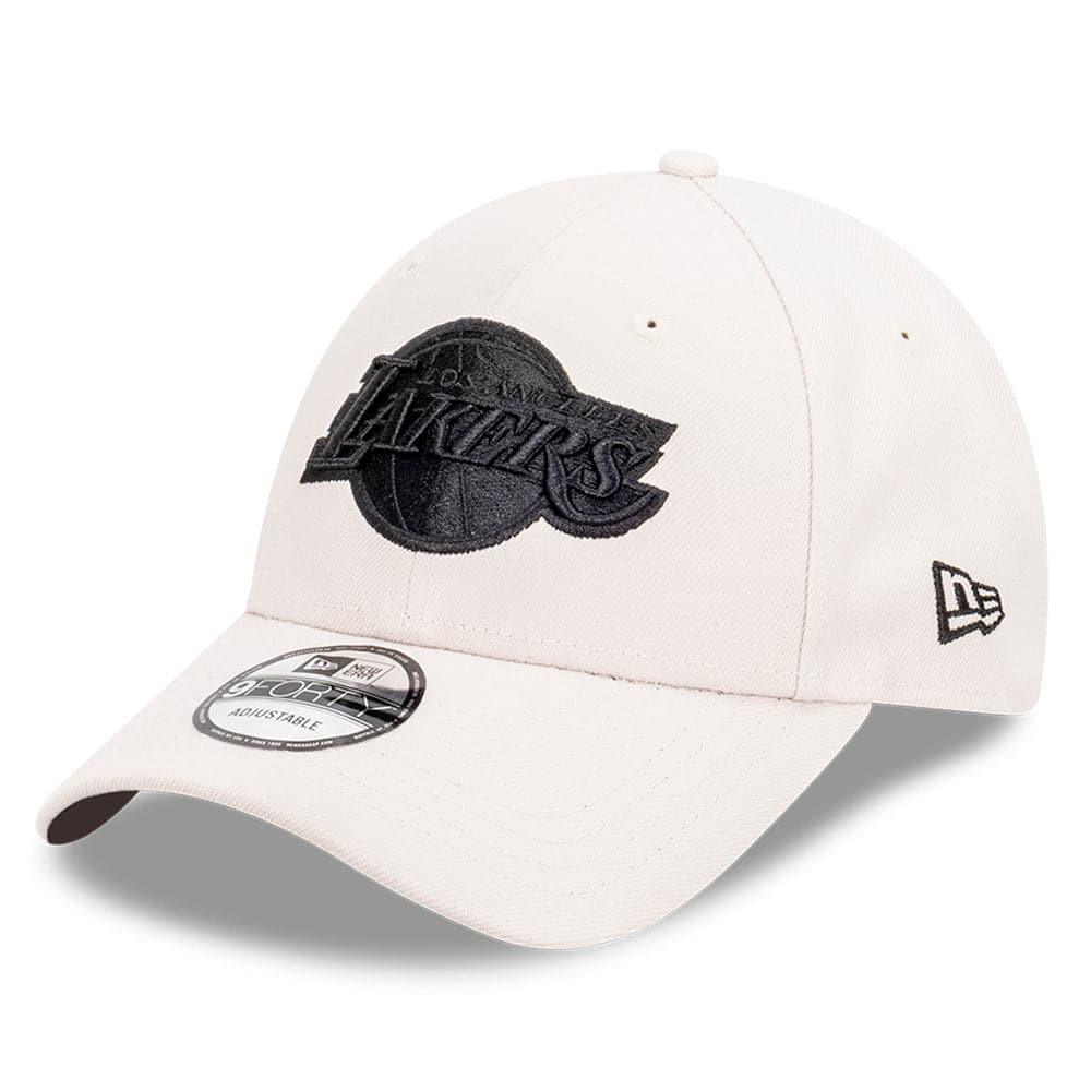 New Era Caps Los Angeles Lakers New Era NBA Black Tonal 9FORTY Snapback Curve Hat - Stone