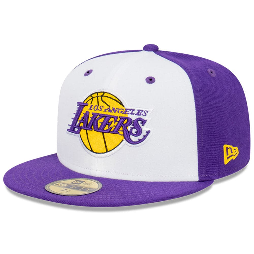 New Era Caps Los Angeles Lakers New Era NBA Blockout 59FIFTY Fitted Hat - White