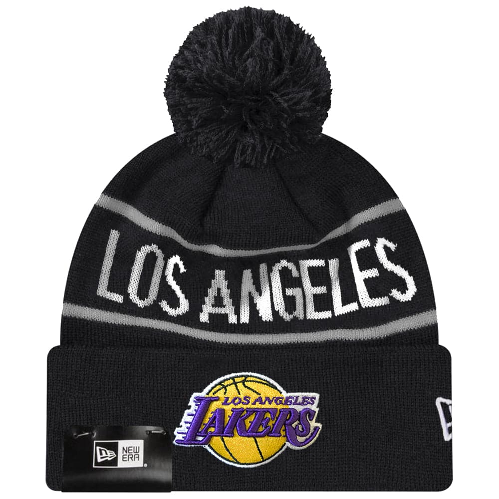 New Era Beanies Los Angeles Lakers New Era NBA Grey Stripe Knit Beanie - Black