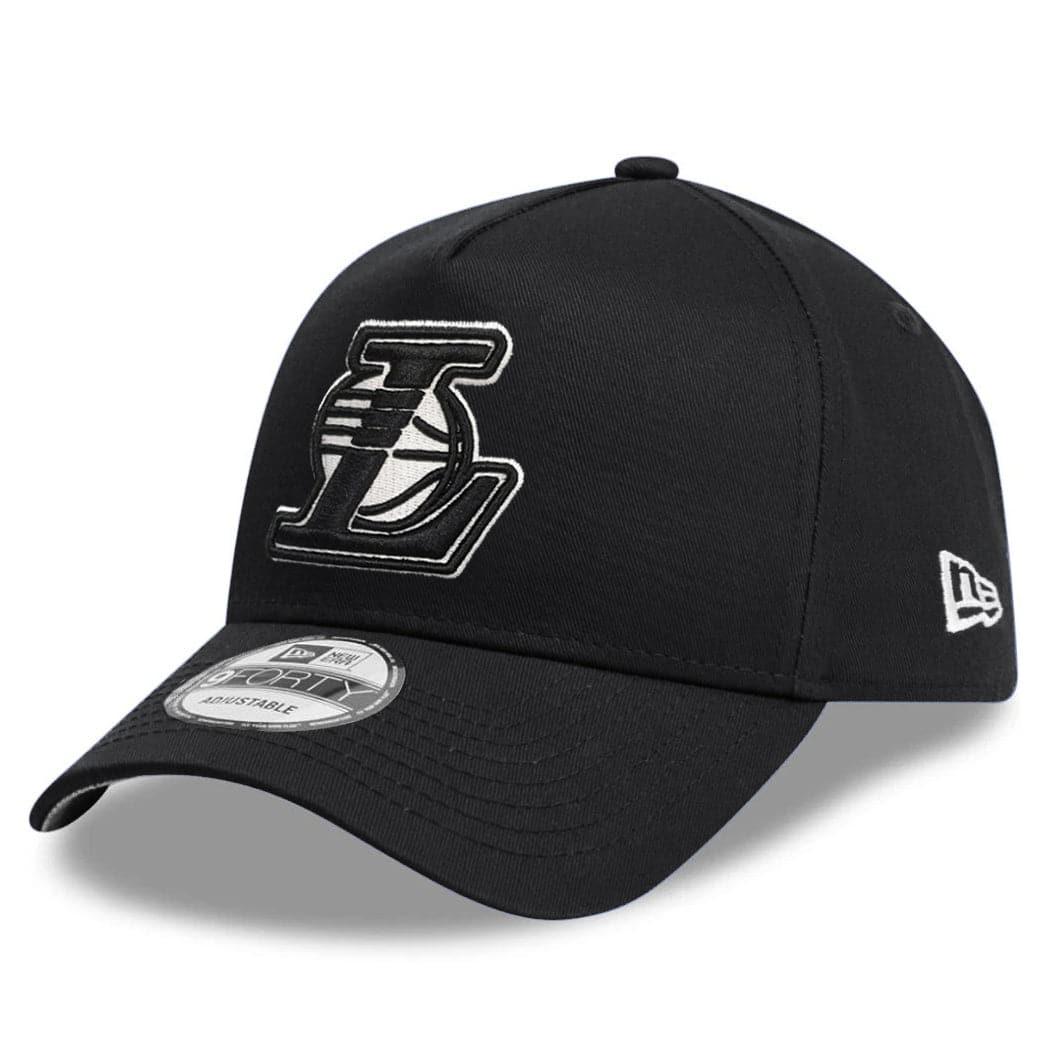 New Era Caps Los Angeles Lakers New Era NBA Monochrome Logo 9FORTY A-Frame Snapback Hat - Black