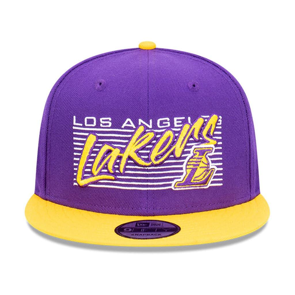 New Era Caps Los Angeles Lakers New Era NBA Retro Script 9FIFTY Snapback Hat - Purple