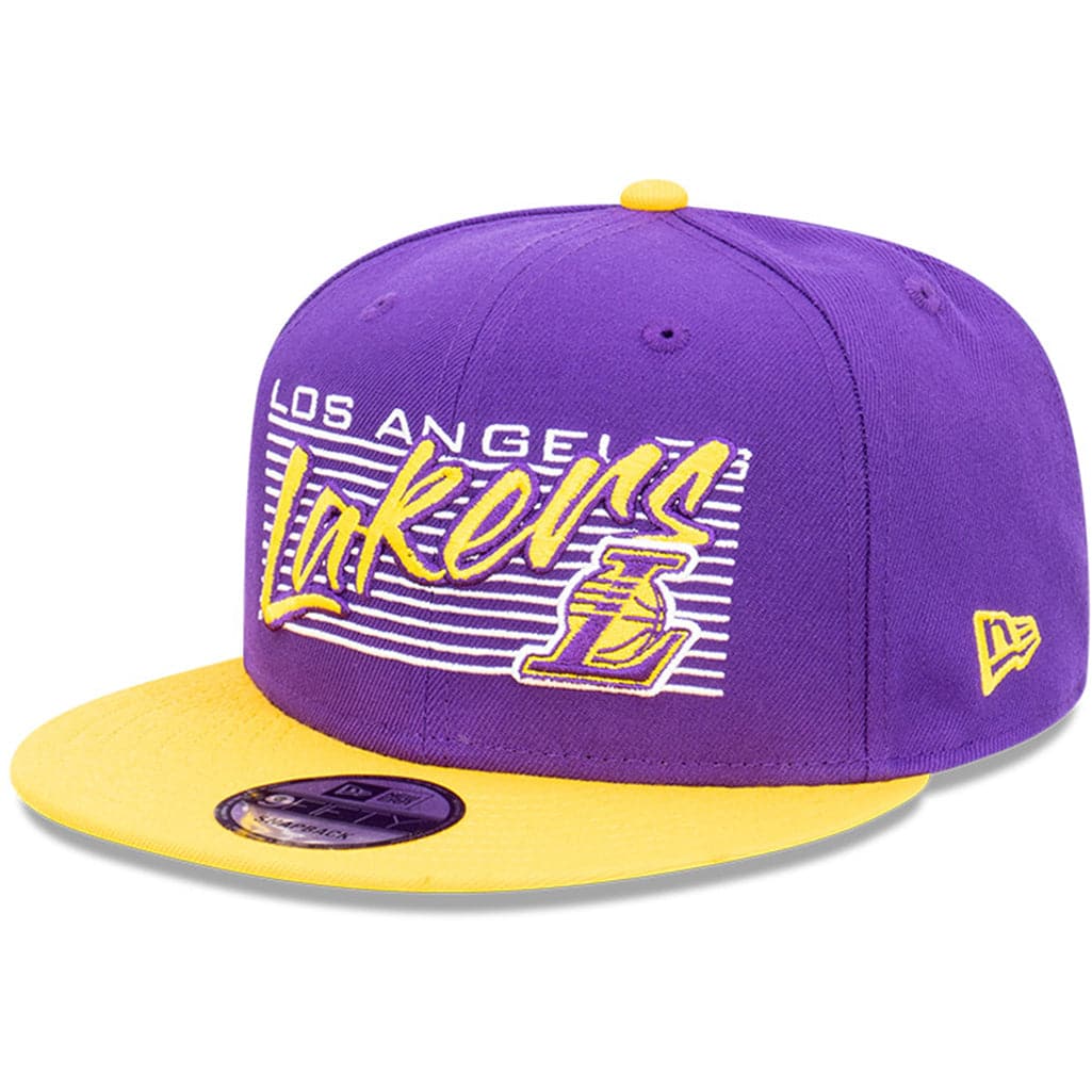 New Era Caps Los Angeles Lakers New Era NBA Retro Script 9FIFTY Snapback Hat - Purple