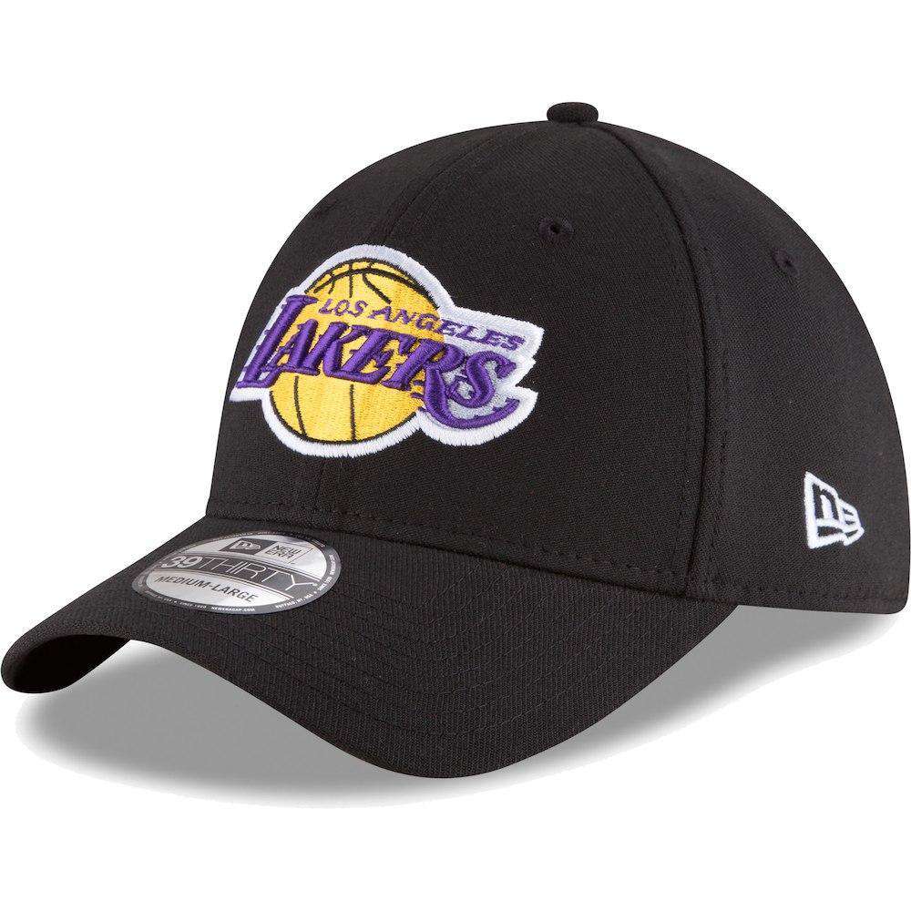 New Era Caps Los Angeles Lakers New Era NBA Team 39THIRTY Stretch-Fit Curve Hat - Black