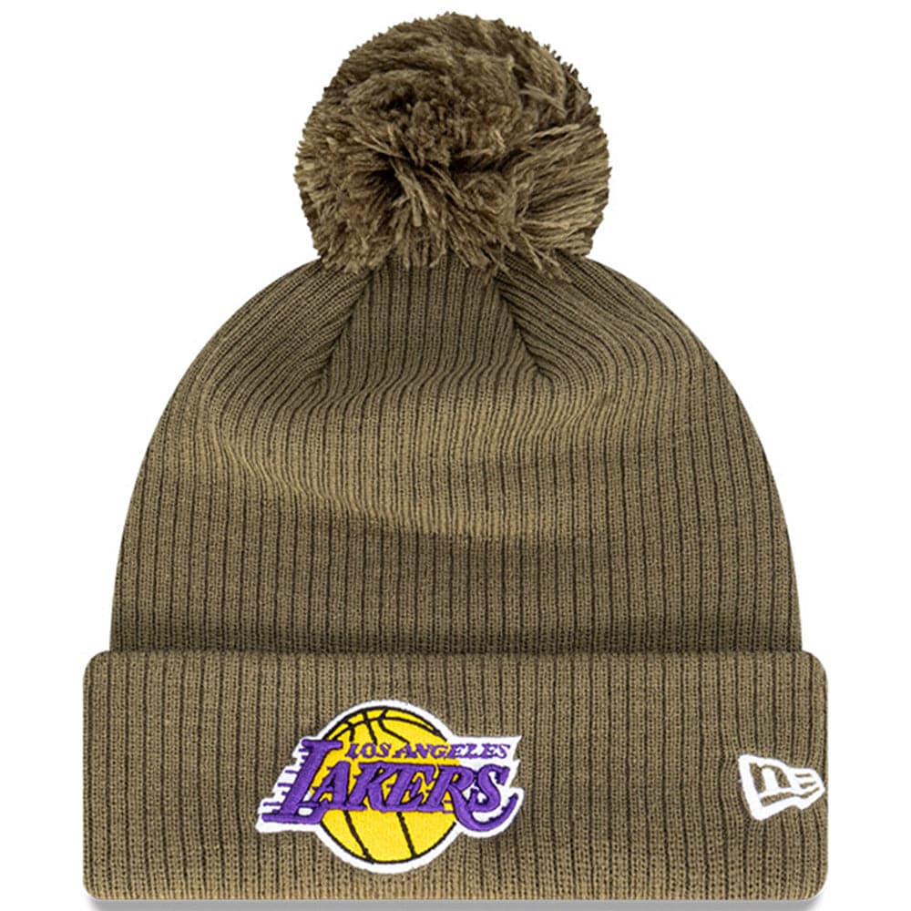New Era Beanies Los Angeles Lakers New Era NBA Team Pom Knit Beanie - Olive