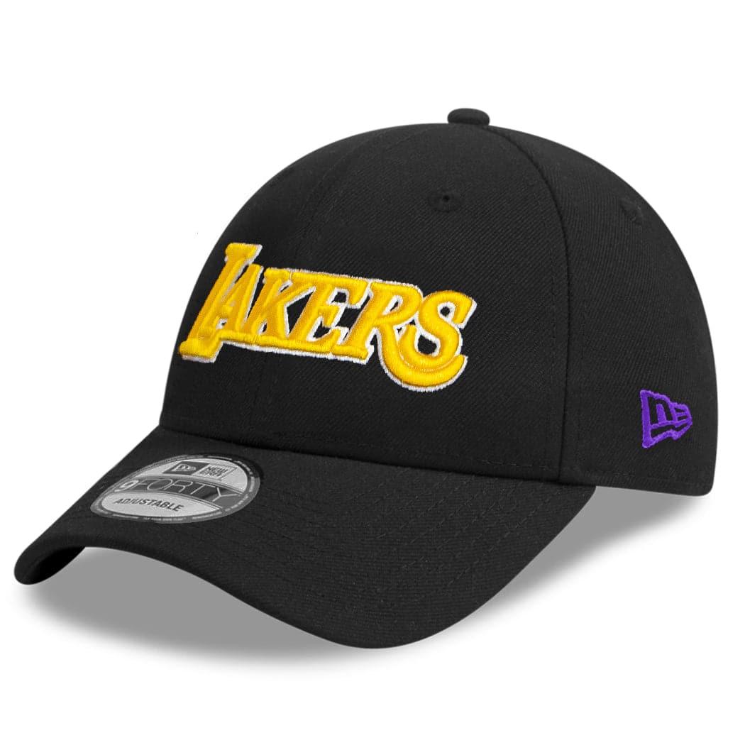New Era Caps Los Angeles Lakers New Era NBA Wordmark 9FORTY Curve Snapback Hat - Black