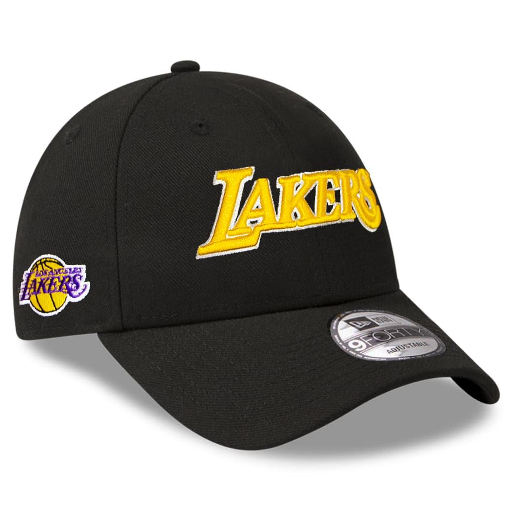New Era Caps Los Angeles Lakers New Era NBA Wordmark 9FORTY Curve Snapback Hat - Black