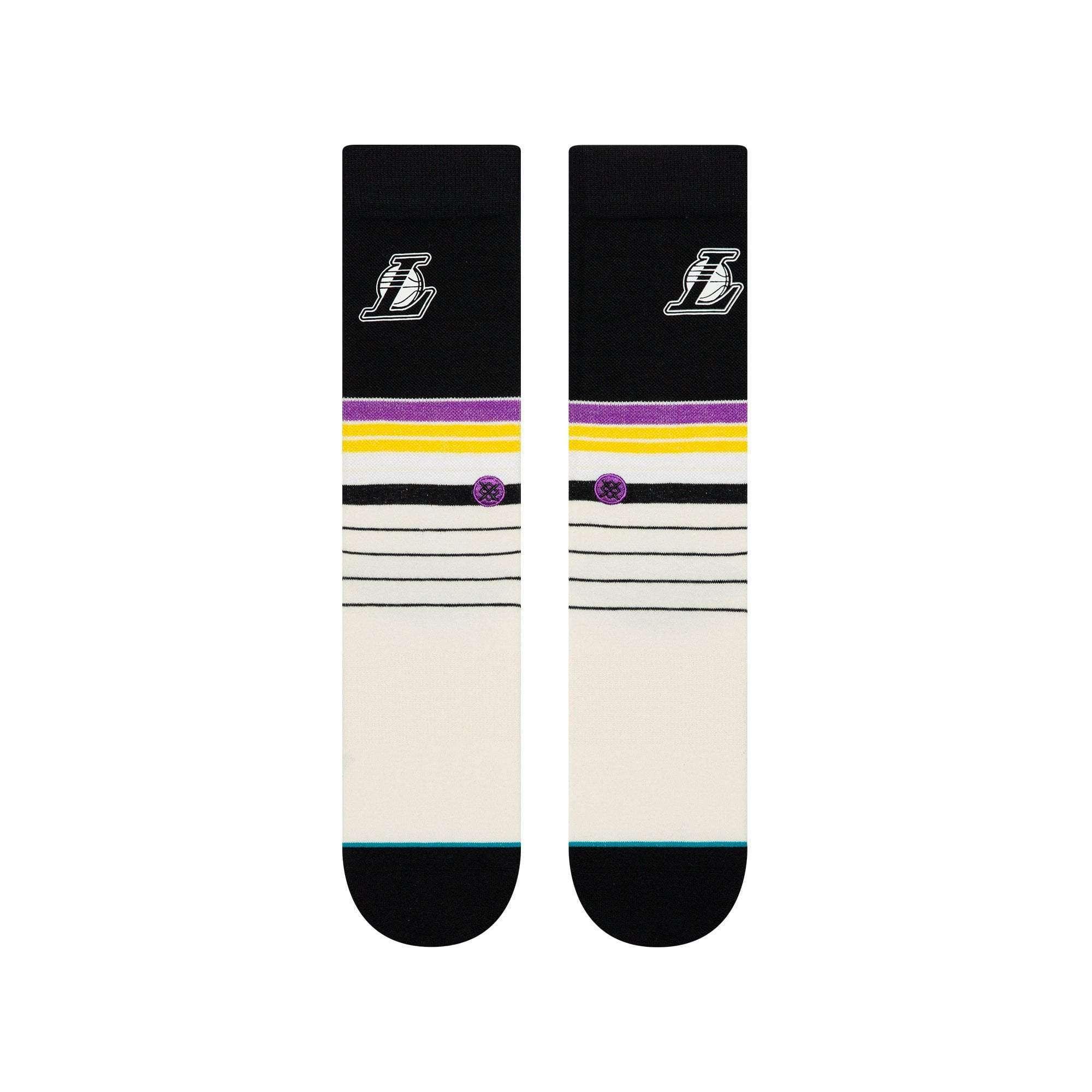 Stance Socks Los Angeles Lakers Stance NBA Baseline Crew Socks - Black/Beige