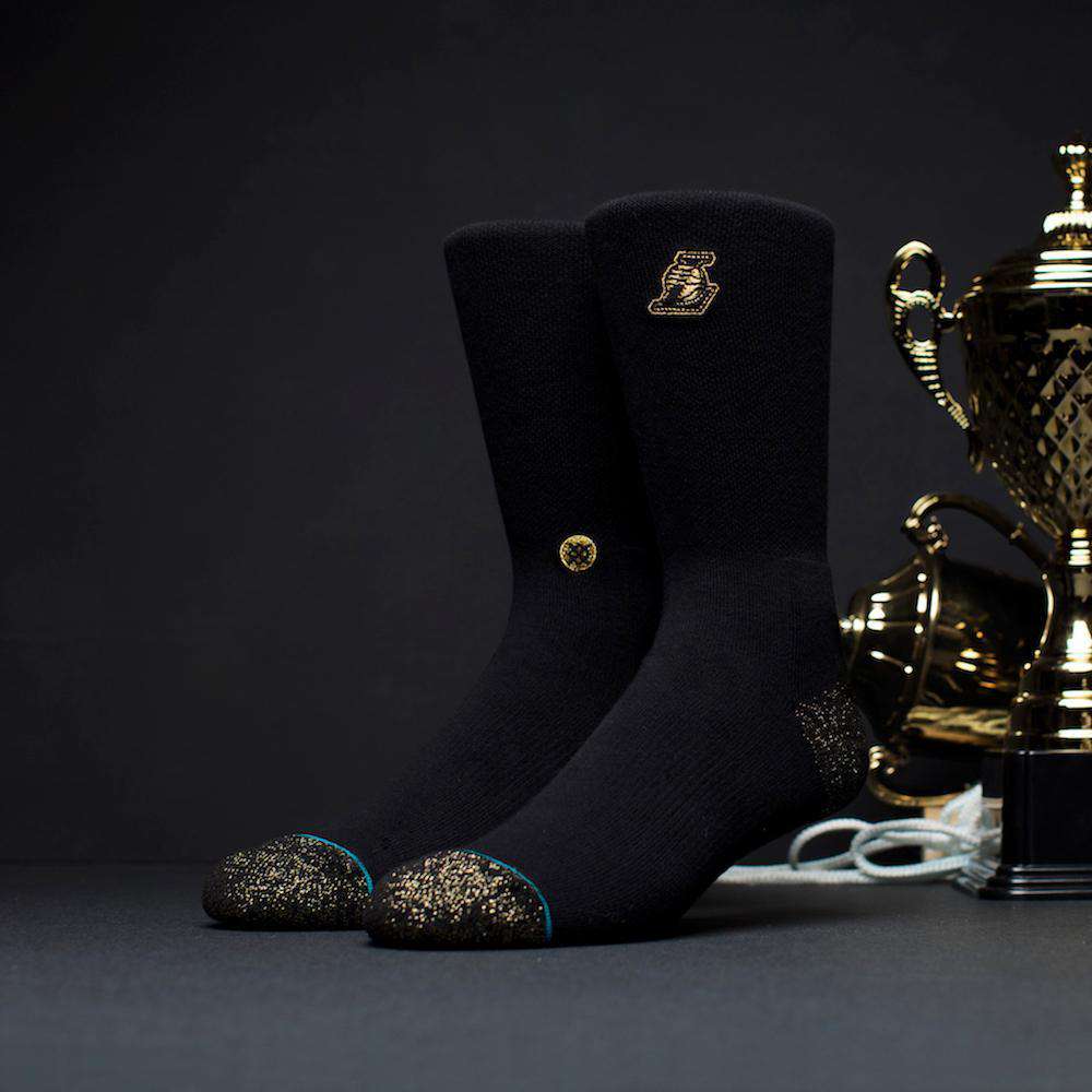 Stance Socks Los Angeles Lakers Stance NBA Gold Trophy Crew Socks - Black