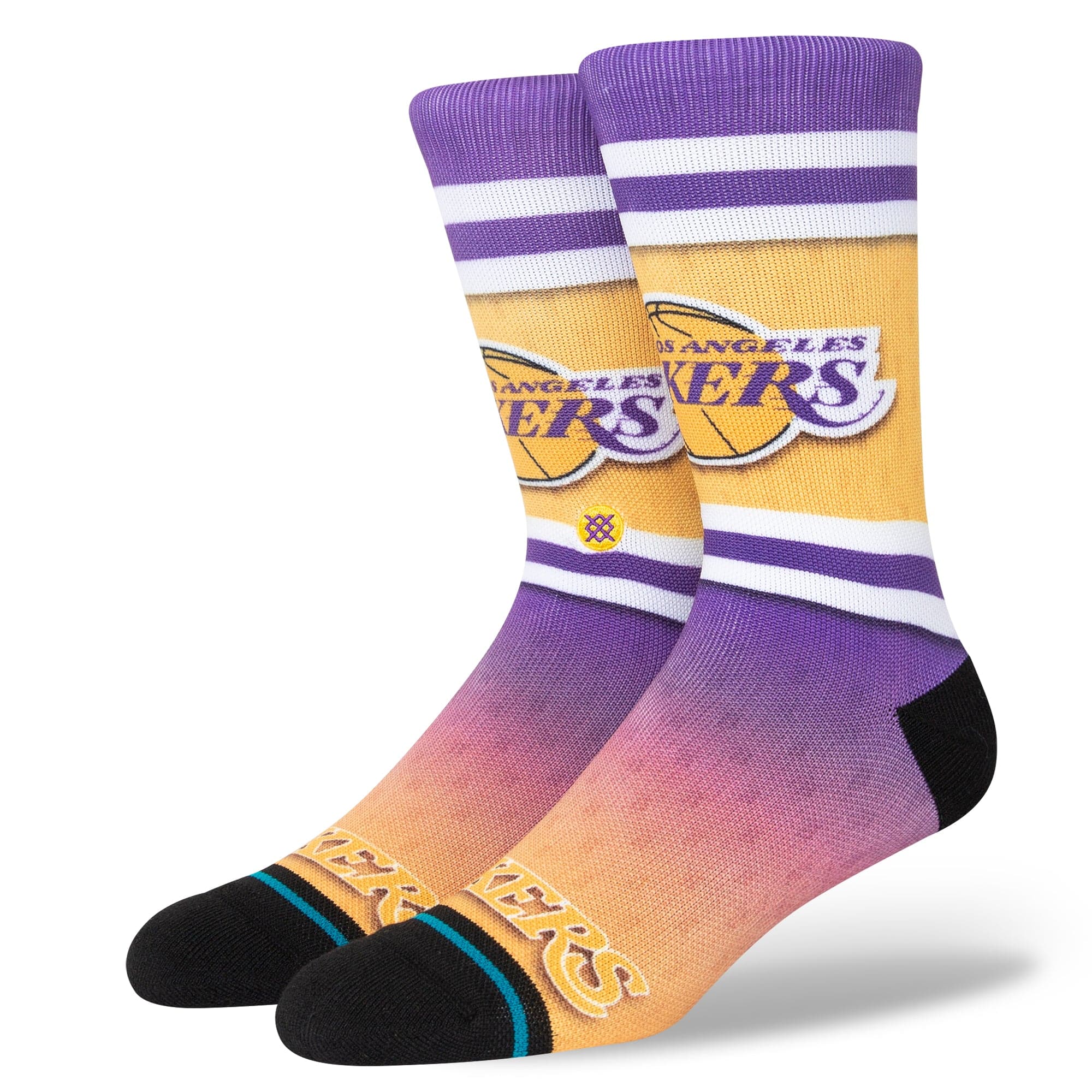 Stance Socks Large (9-12 US) Los Angeles Lakers Stance NBA HWC Logo Fader Crew Socks - Purple