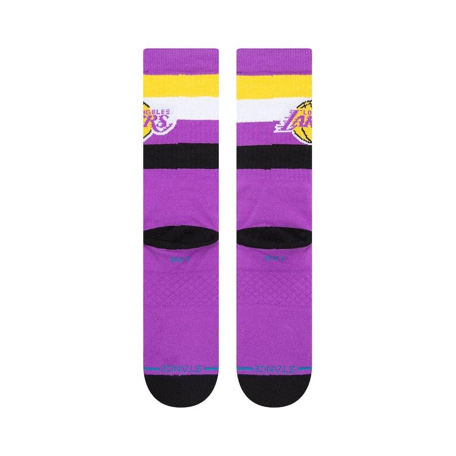Stance Socks Large (9-12 US) Los Angeles Lakers Stance NBA Stripe Crew Socks - Purple