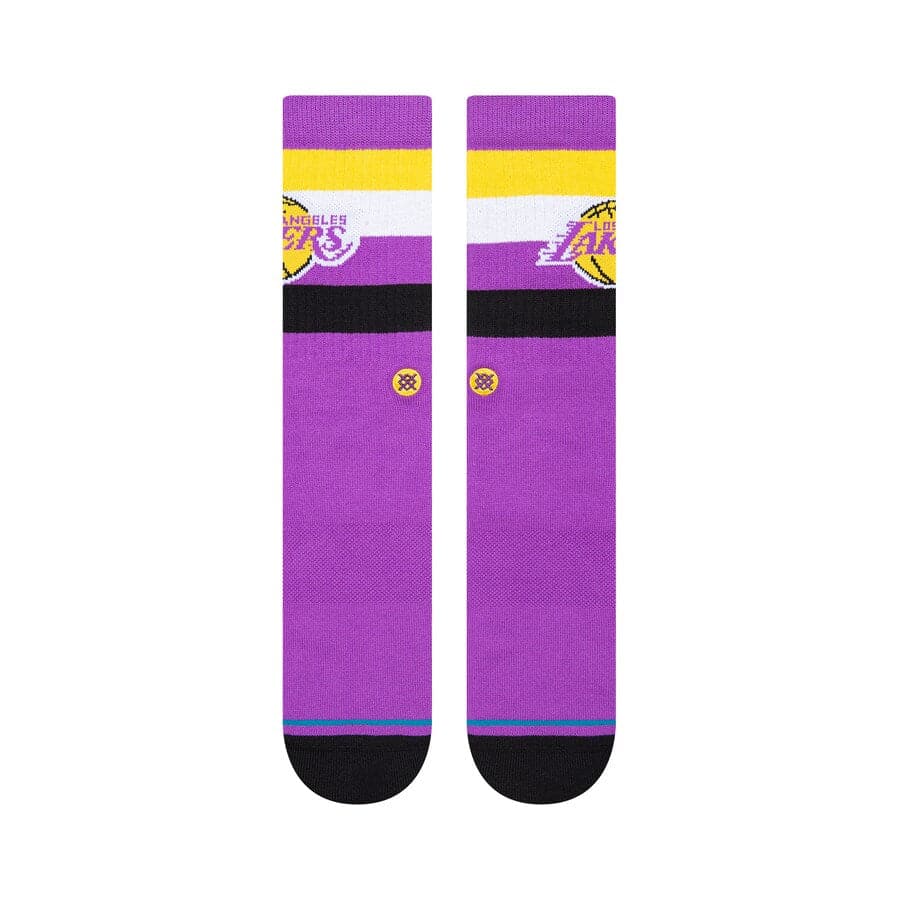 Stance Socks Large (9-12 US) Los Angeles Lakers Stance NBA Stripe Crew Socks - Purple