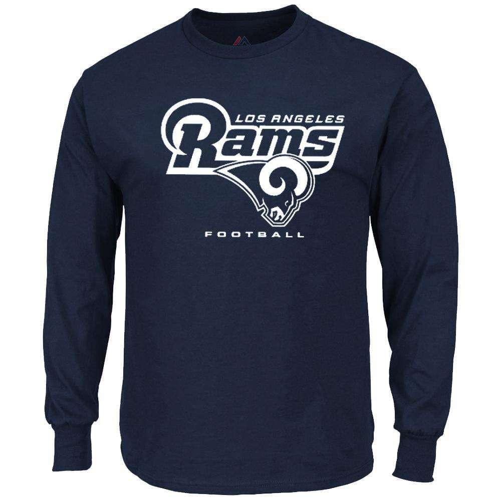 Majestic Athletic T-Shirts Los Angeles Rams Majestic NFL Critical Victory Long Sleeve T-Shirt - Navy
