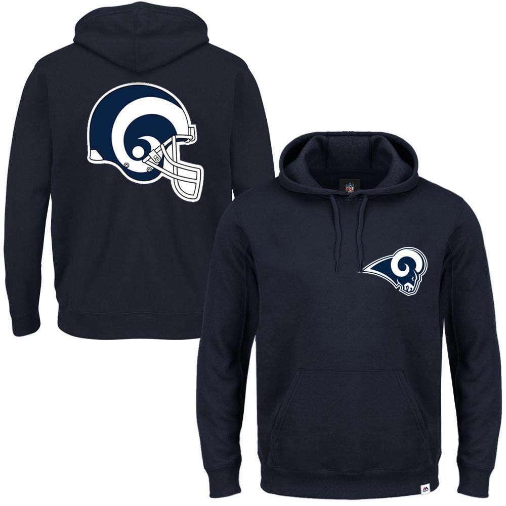 Majestic Athletic Jumpers Los Angeles Rams Majestic NFL Helmet Logo Hoodie Jumper - Navy