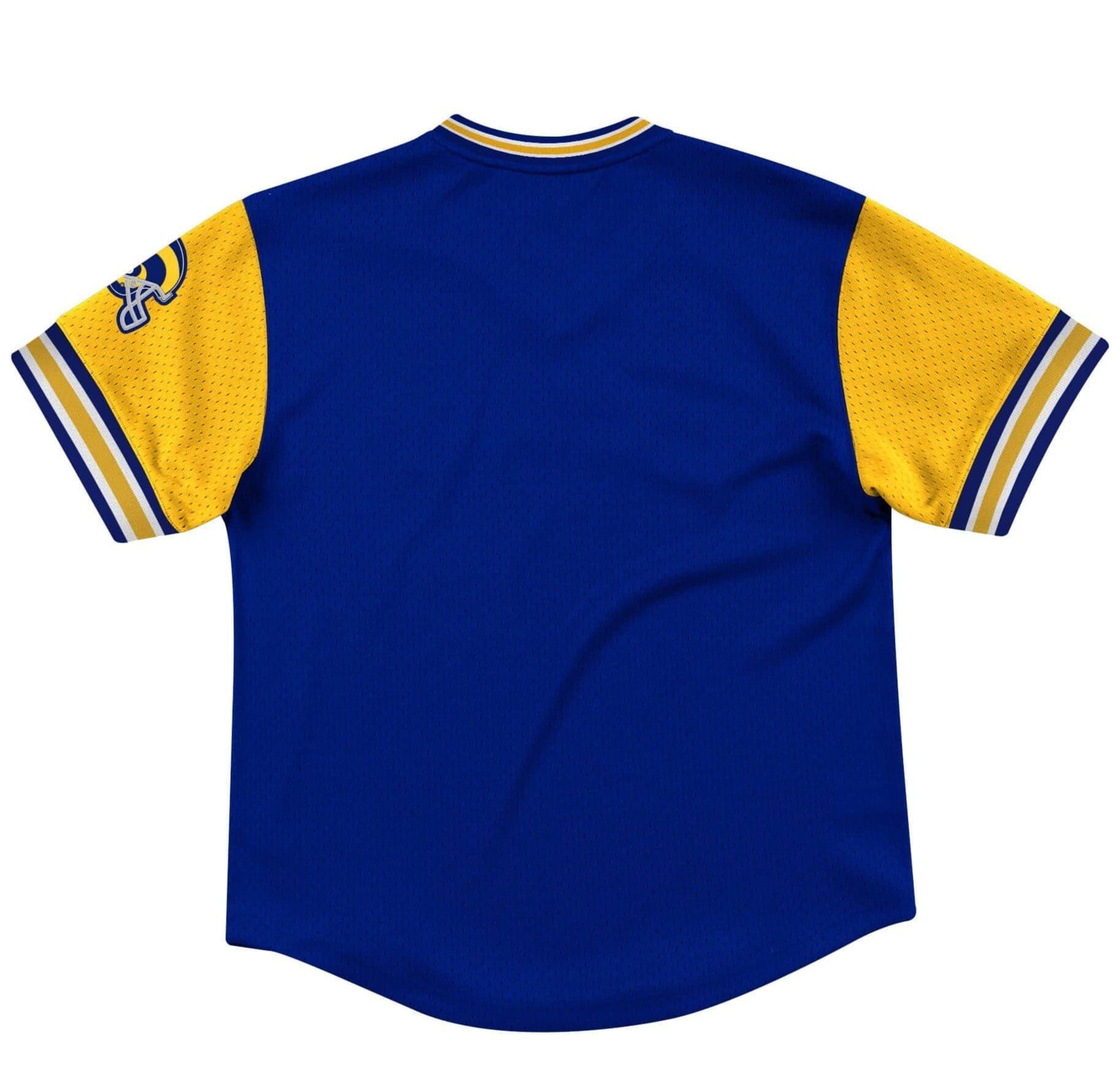 Mitchell And Ness T-Shirts Los Angeles Rams Mitchell & Ness NFL Top Prospect Mesh V- Neck - Blue