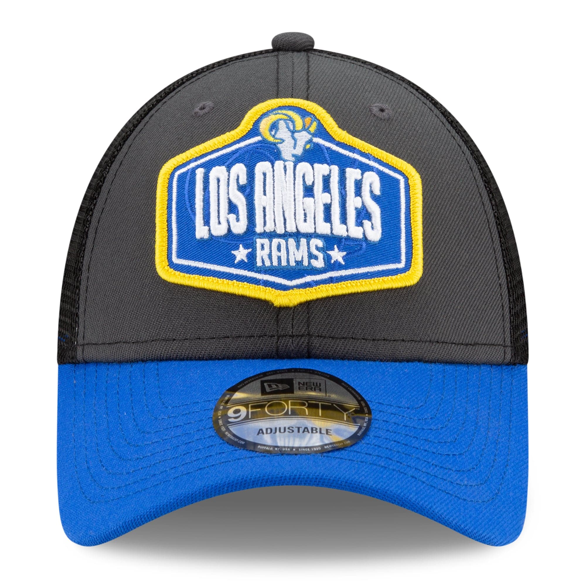 New Era Caps Los Angeles Rams New Era 2021 NFL Draft 9FORTY Snapback Curve Hat - Graphite