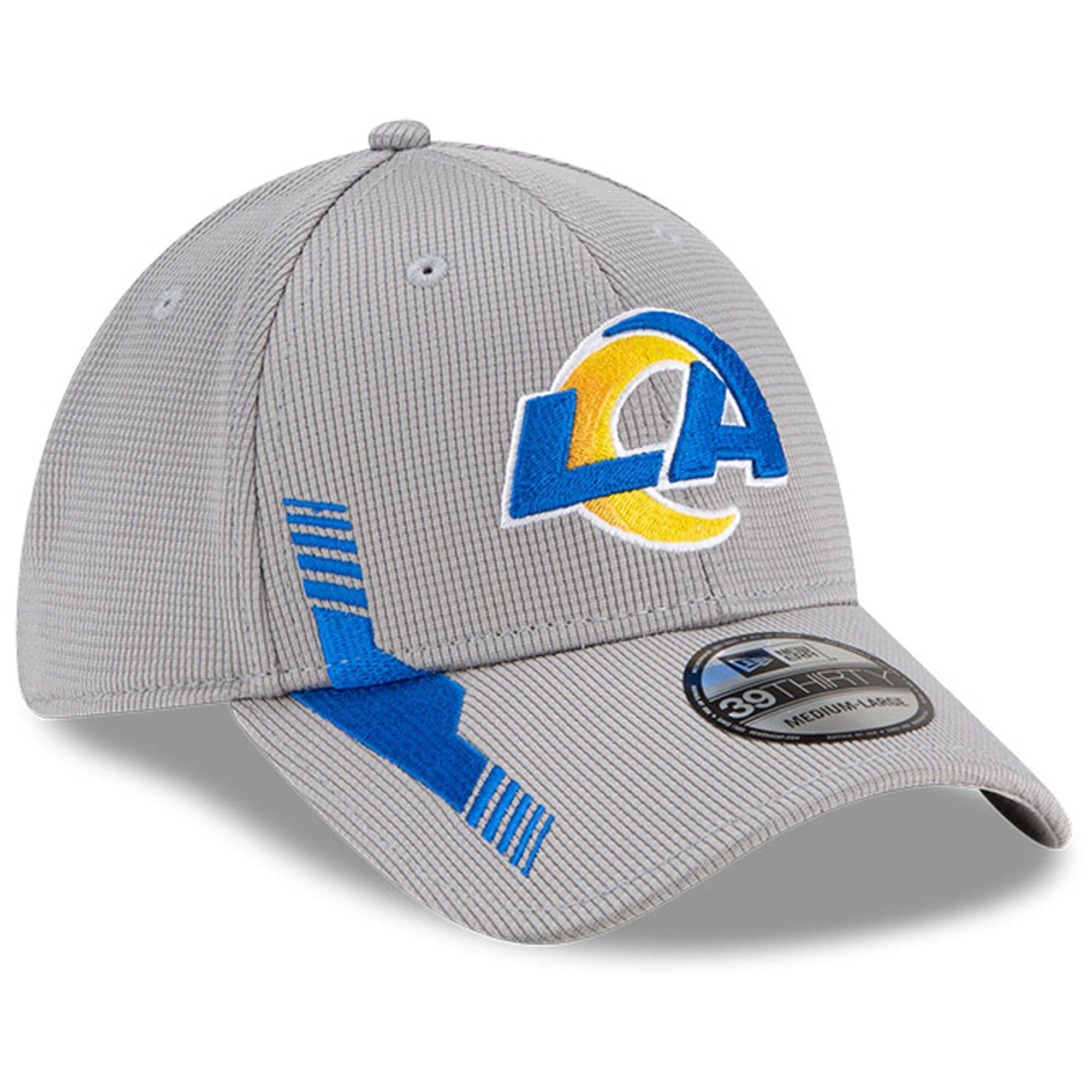 New Era Caps Los Angeles Rams New Era NFL 2021 Sideline Home 39THIRTY Flex Fit Hat - Grey