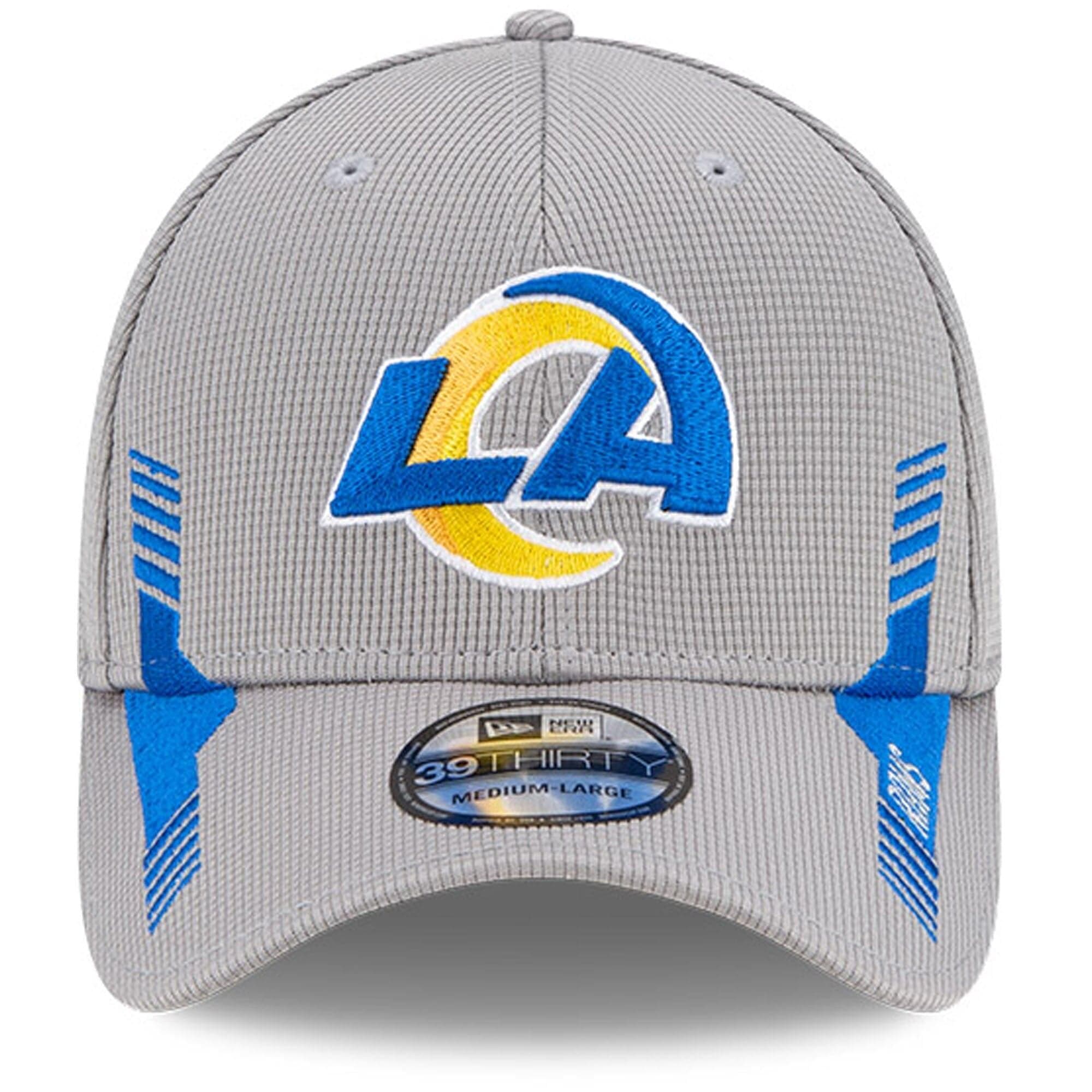 New Era Caps Los Angeles Rams New Era NFL 2021 Sideline Home 39THIRTY Flex Fit Hat - Grey