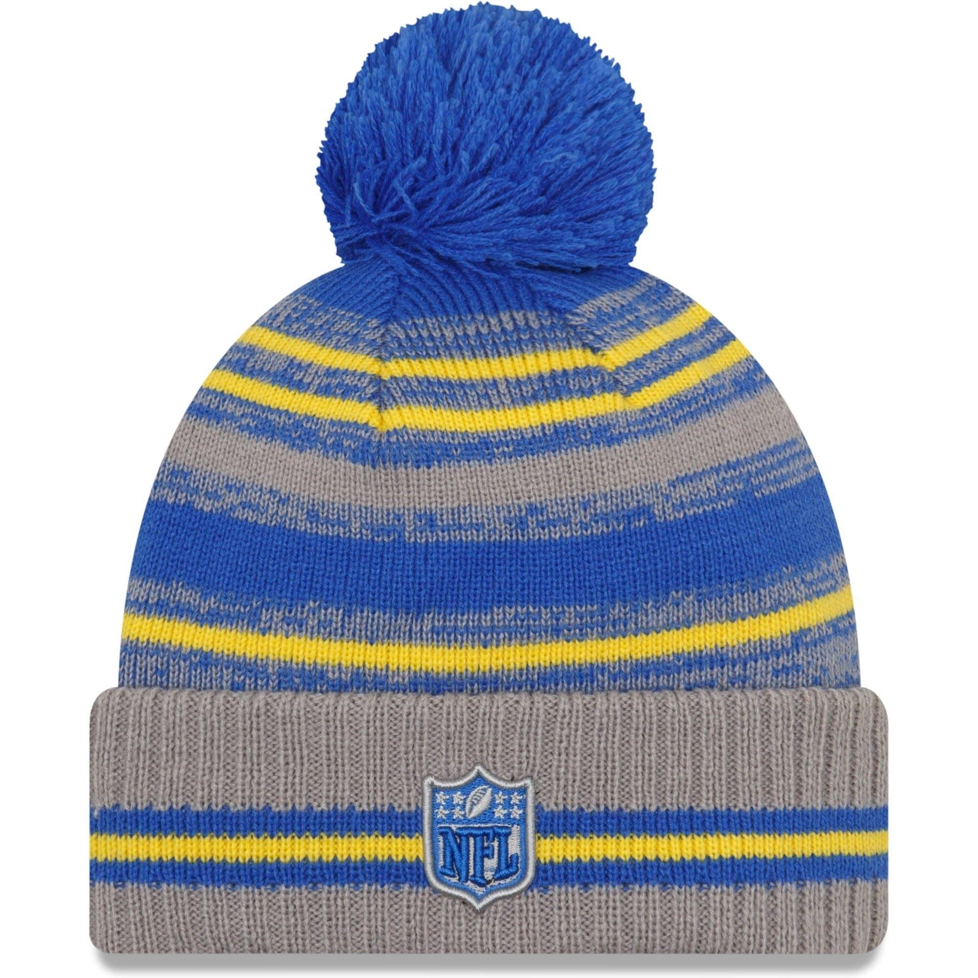 New Era Beanies Los Angeles Rams New Era NFL 2021 Sideline Team Pom Knit Beanie - Grey