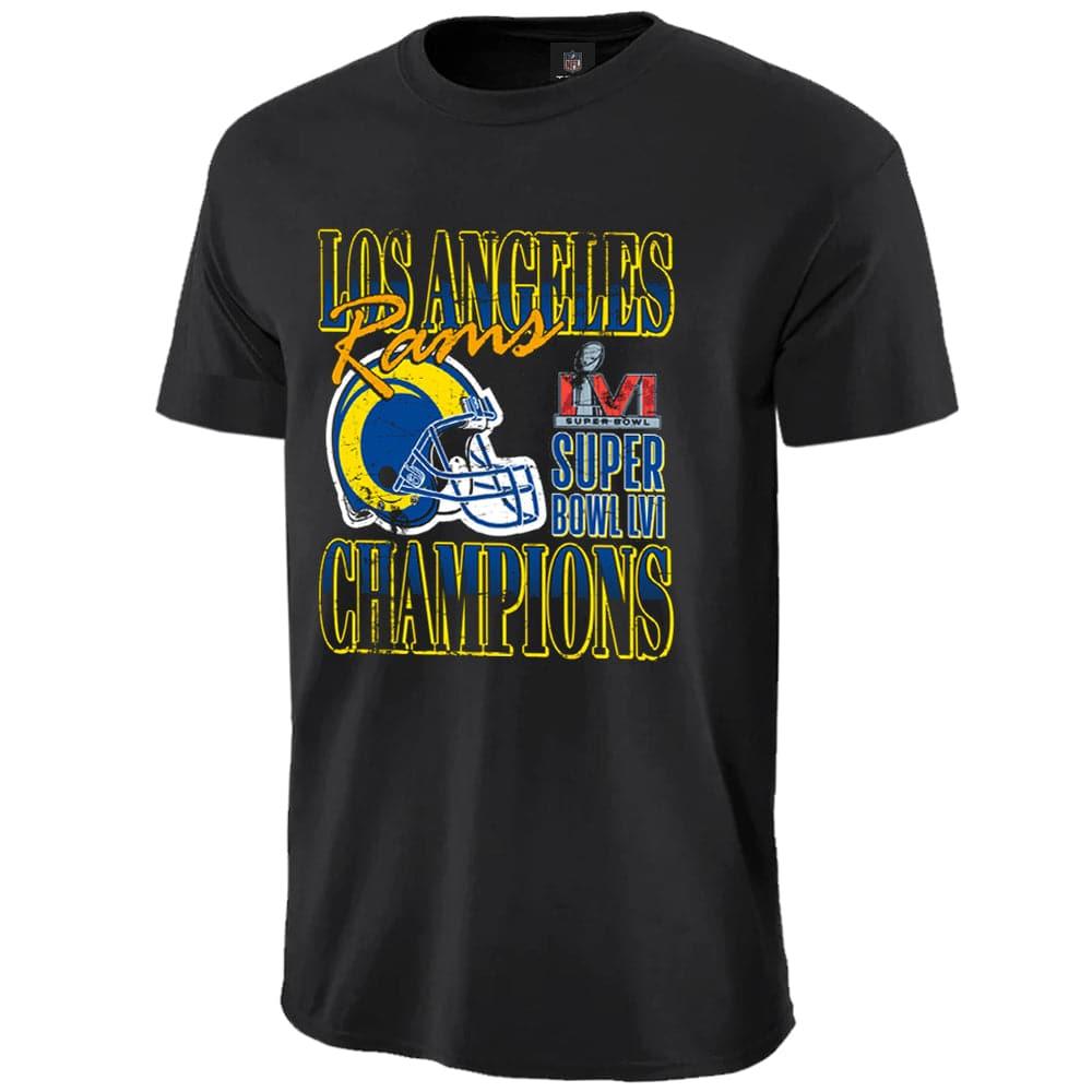Majestic Athletic T-Shirts Los Angeles Rams NFL Super Bowl LVI Retro Champions T-Shirt - Black