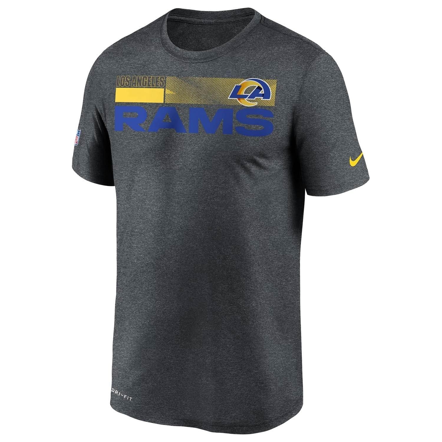 Nike T-Shirts Los Angeles Rams Nike NFL Team Name Sideline Legend Performance T-Shirt - Charcoal Heather