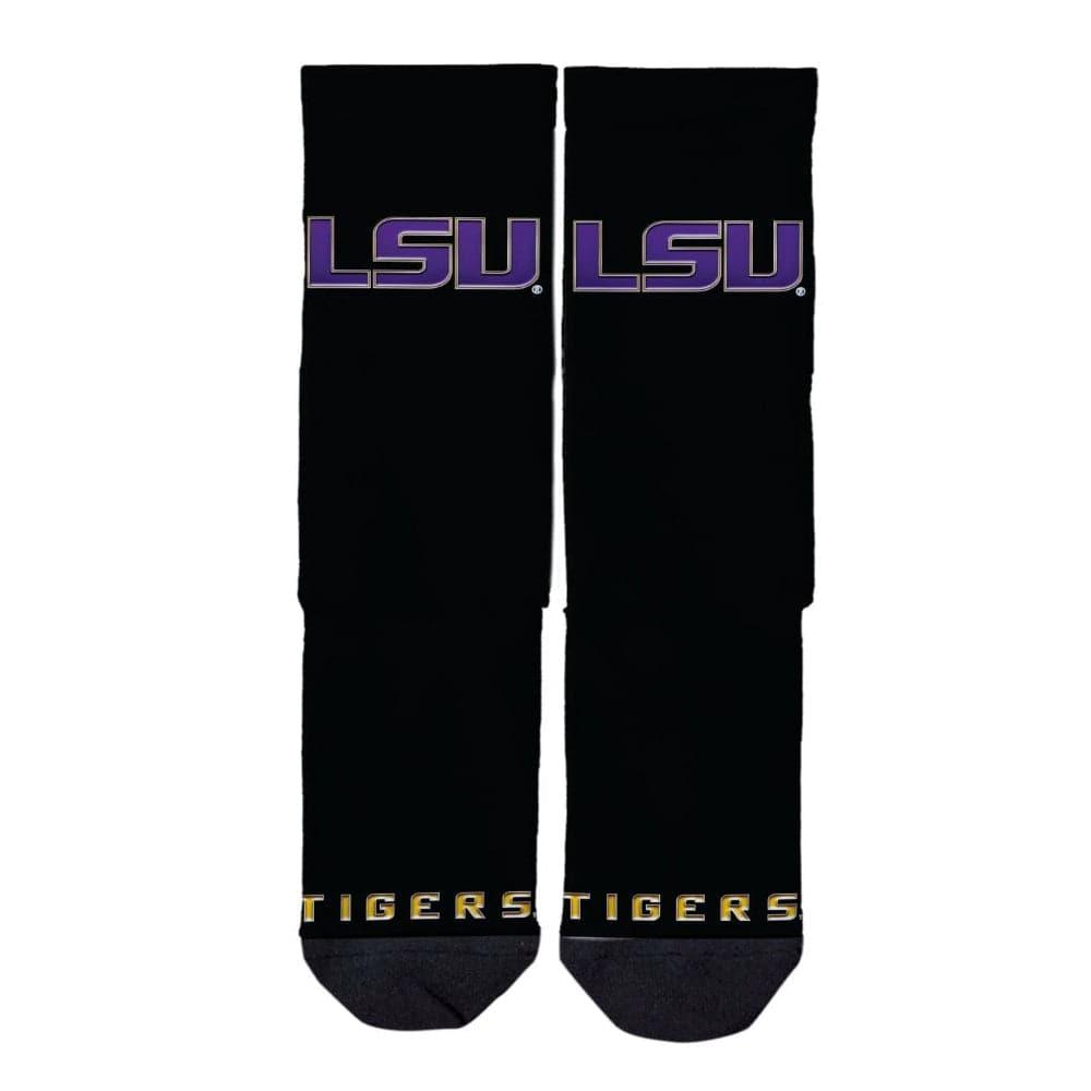 Strideline Socks M/L (8-12 US) LSU Tigers Strideline NCAA Team Chrome Classic Crew Socks - Black