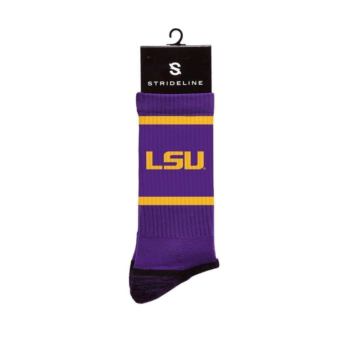 Strideline Socks M/L (8-12 US) LSU Tigers Strideline NCAA Team Stripe Premium Crew Socks - Purple