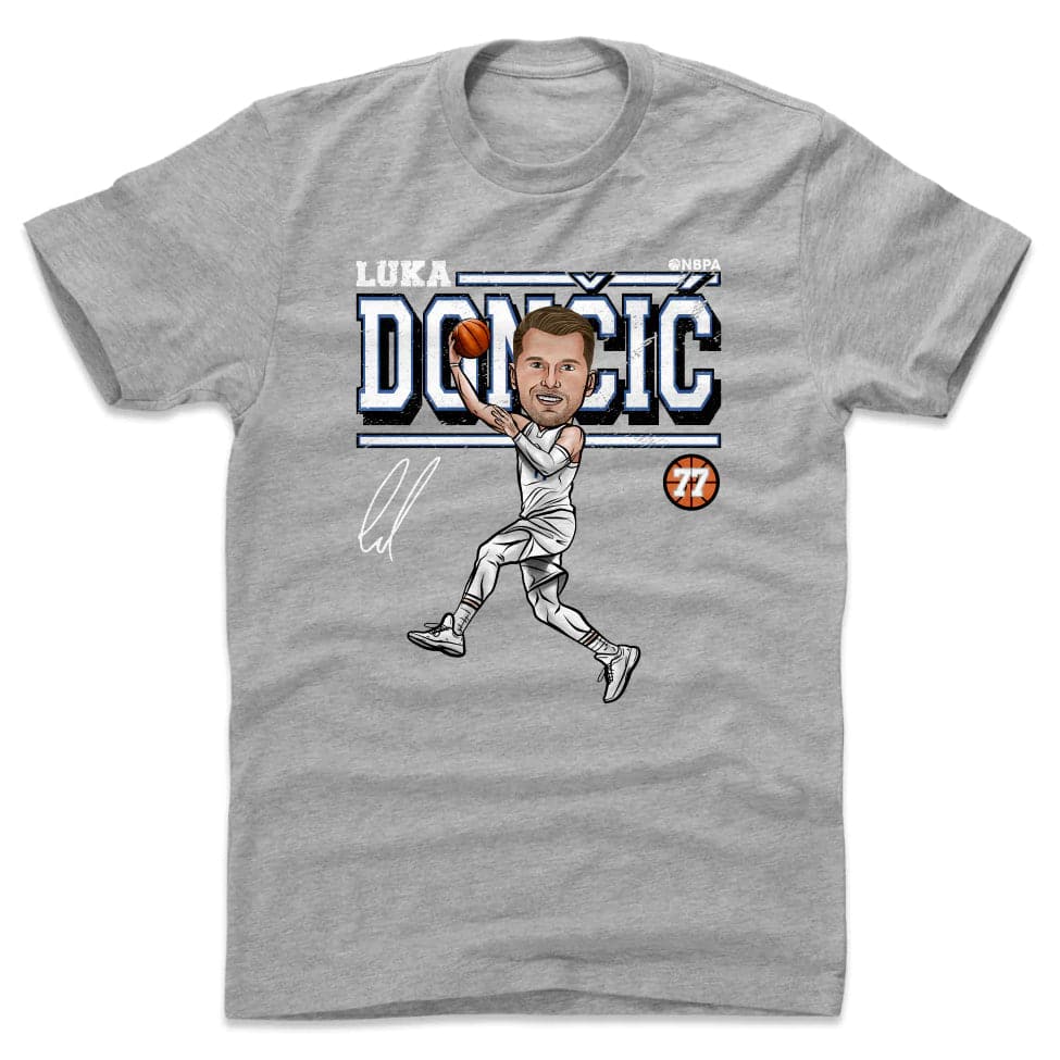 500 Level T-Shirts Luka Doncic Dallas Mavericks 500 Level NBA Cartoon T-Shirt - Grey