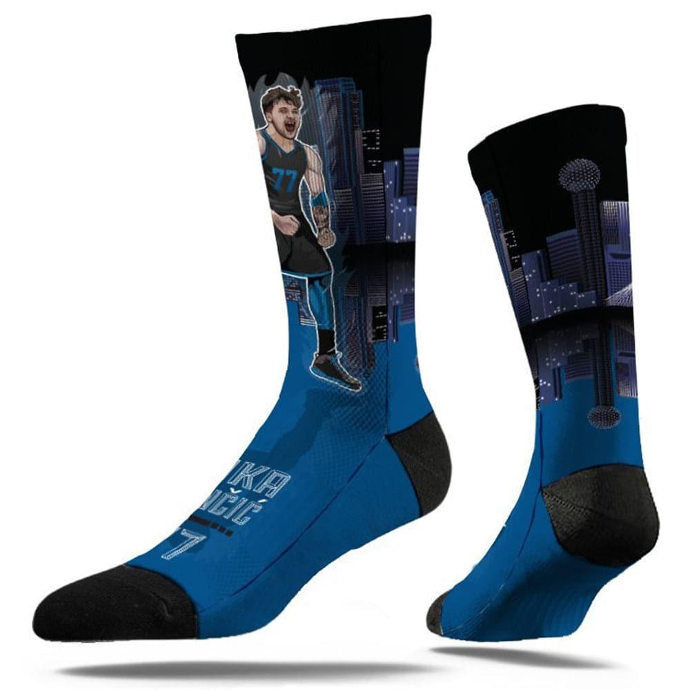Strideline Socks M/L (8-12 US) Luka Doncic Dallas Mavericks Strideline NBA Superhero Classic Crew Socks - Blue