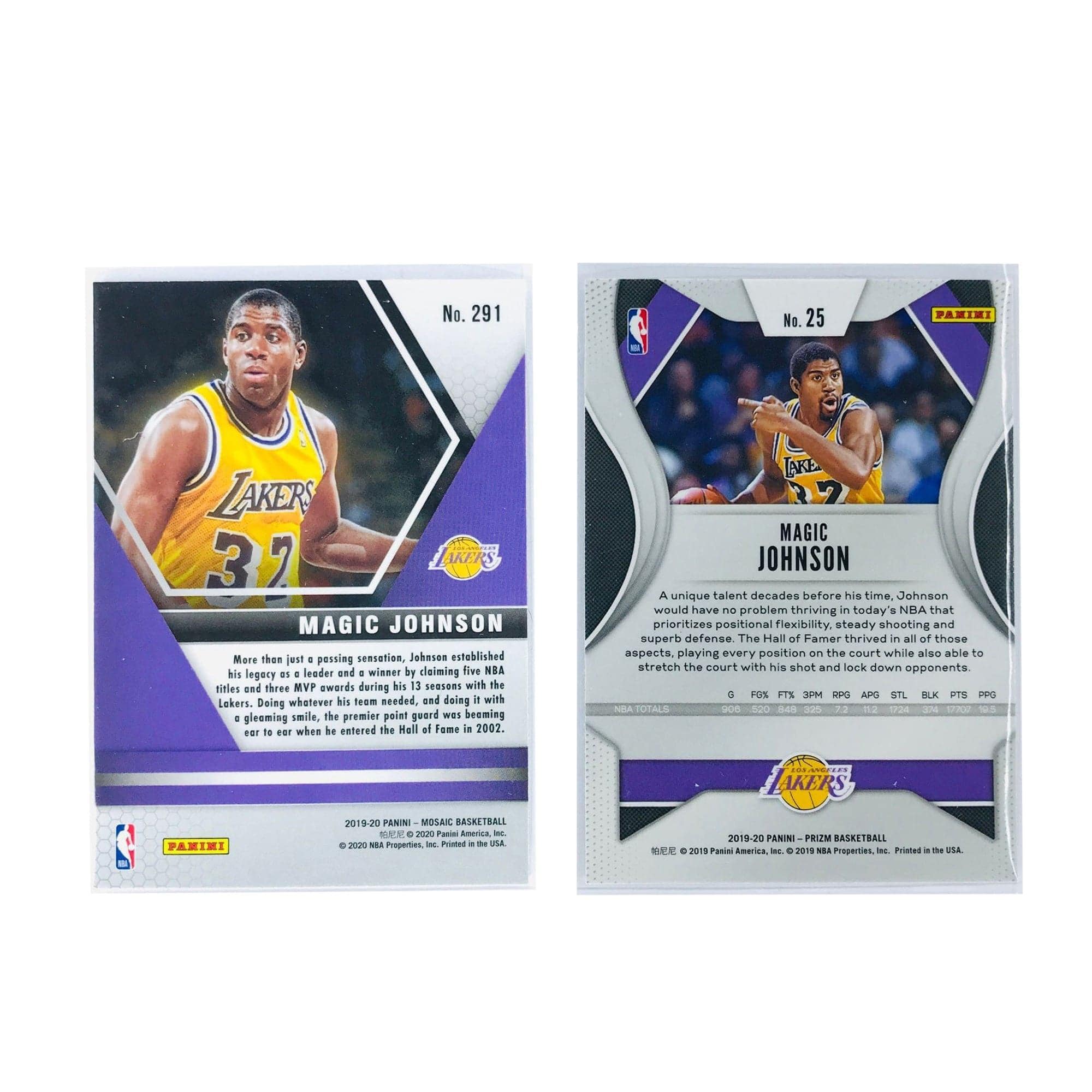 Panini Cards Magic Johnson Los Angeles Lakers 19-20 Panini NBA Prizm 2 Card Set