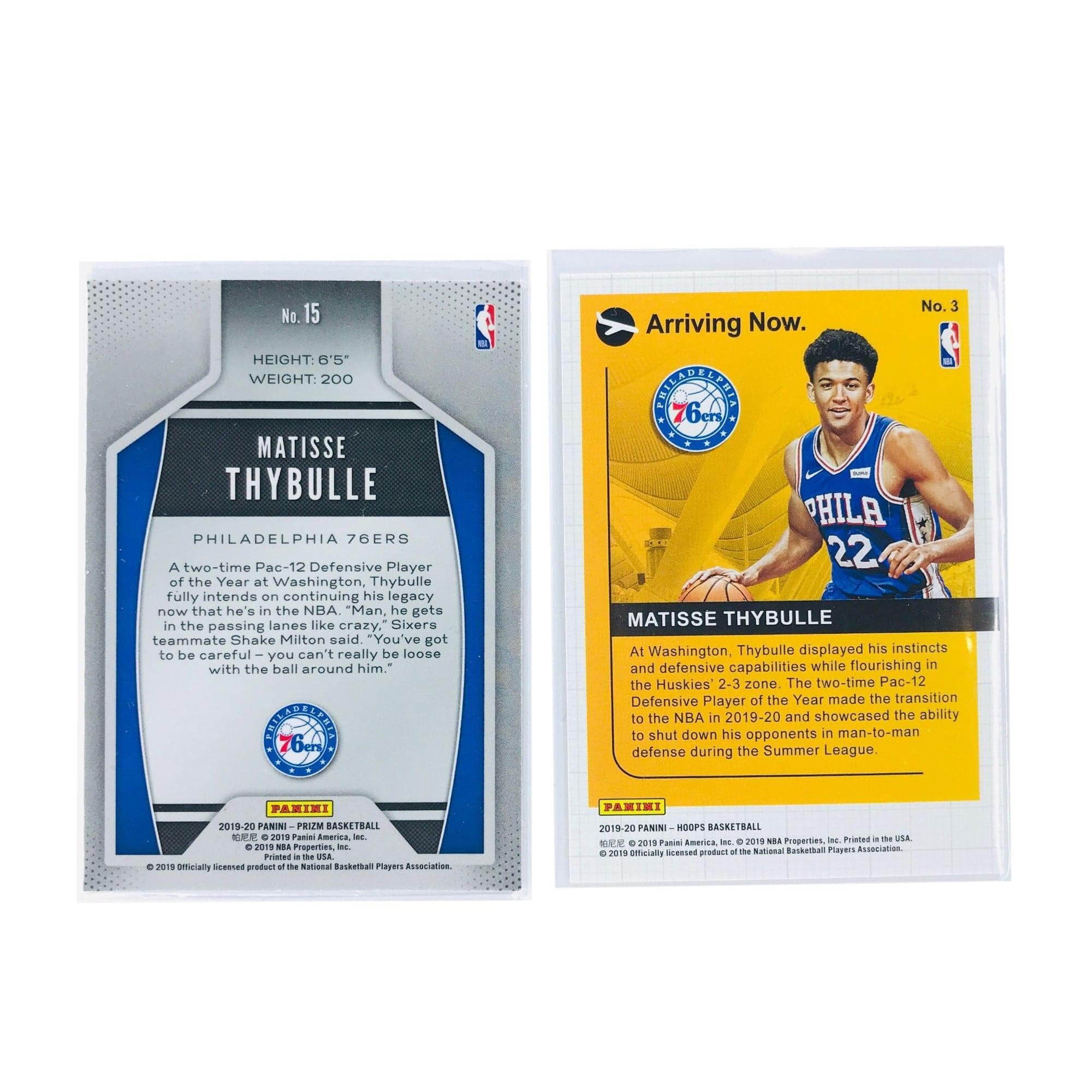 Panini Cards Matisse Thybulle Philadelphia 76ers 19-20 Panini NBA 2 Card Rookie Insert Set